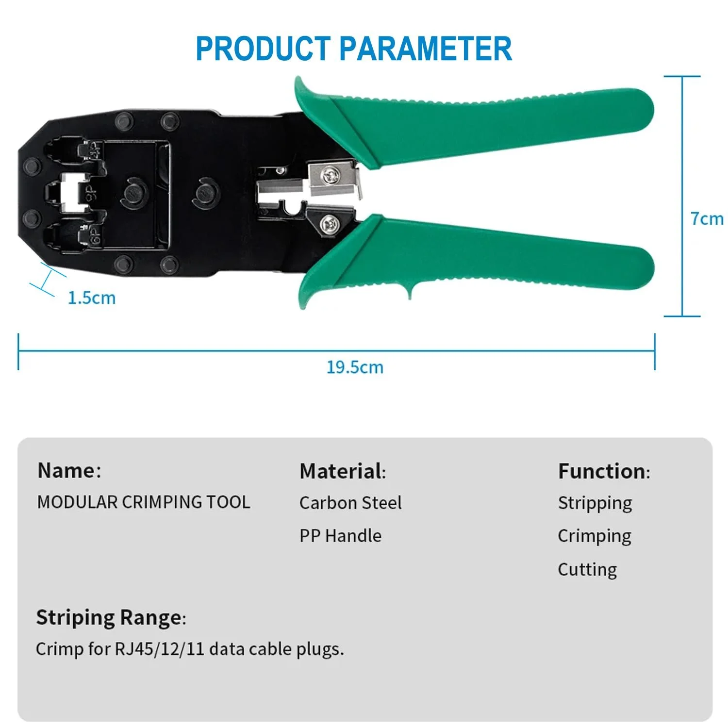 Кримпер и стриппер Greluma Cat5e Cat6 Cat6e RJ11 All in One, фото №3