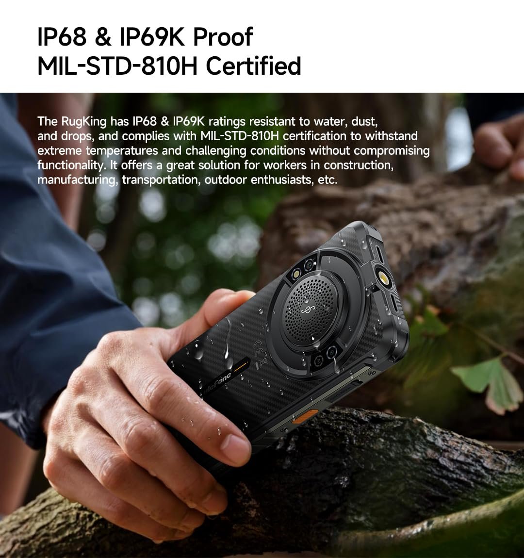 Защищенный смартфон Ulefone RUGKING AI Android 15 126 дБ 9600 мАч 50 MP 16 GB + 256 GB 5.99 дюймов IP68 IP69K NFC, фото №6