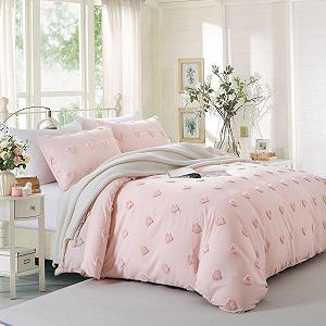 Постільна білизна Freyamy Boho 135 x 200 см, 2 предмети, Рожева, Серце, Богемна, Вишивка, М'яка, Підковдра з блискавкою та наволочкою 80 x 80 см synthetic.ua - Фото 1
