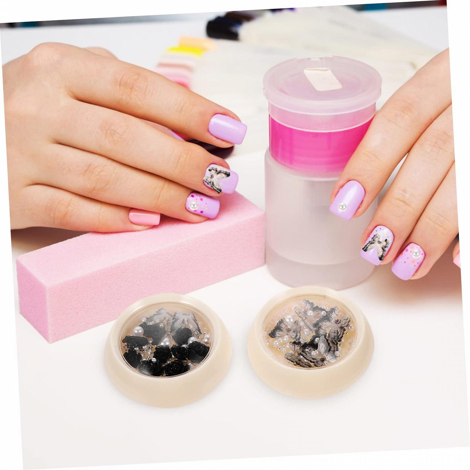 Набор украшений для маникюра, черные стразы, 4 шт, фото №9