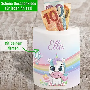 Скарбничка керамічна Персоналізована Веселка Єдиноріг synthetic.ua - Фото 1