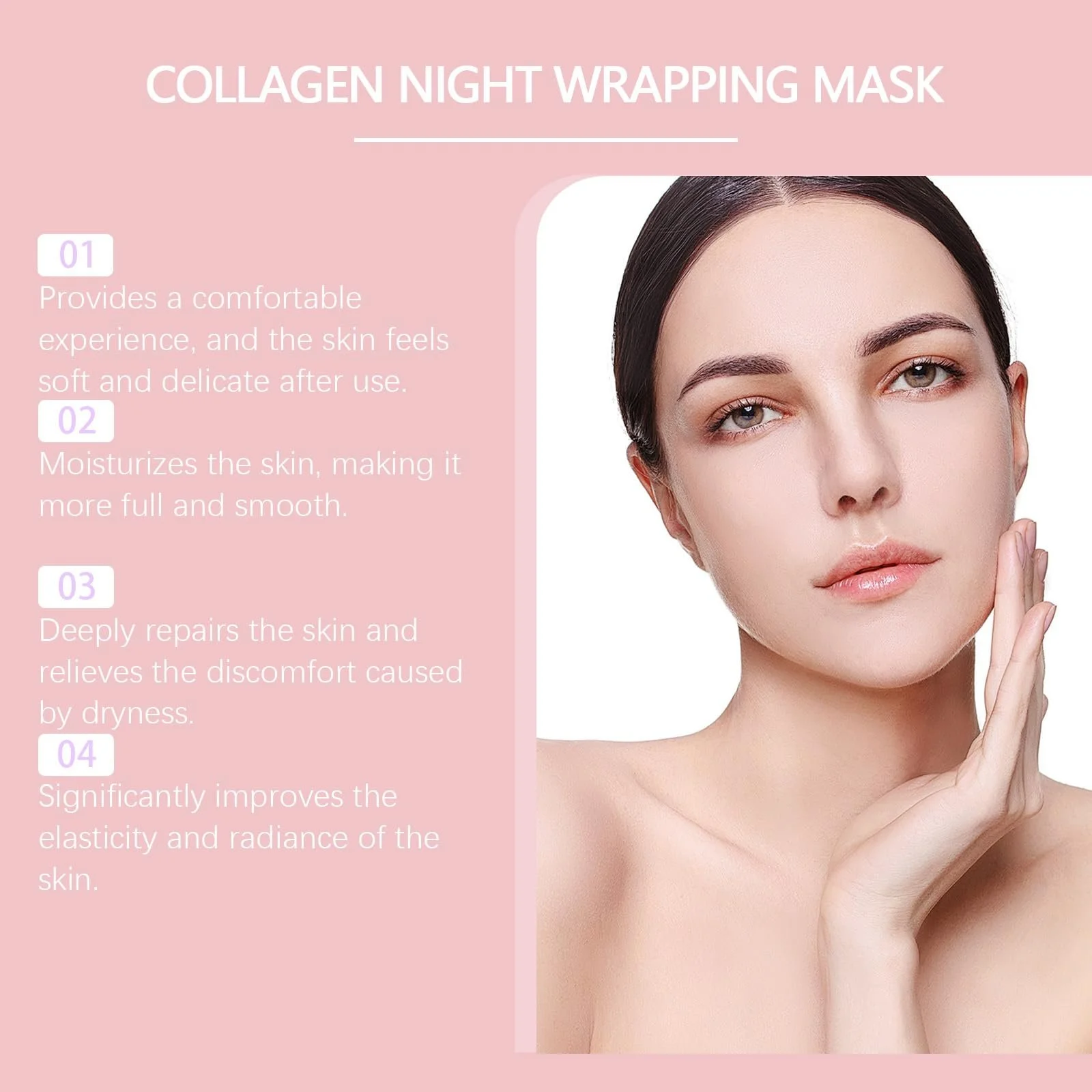 Маска для лица Молочная Korean, Collagen Wrapping Peel-Off Face Mask Pack, органическая маска для лица с коллагеном, увлажняющая и осветляющая, уменьшает дряблость и тусклость для сияющей кожи (2 шт.), фото №4