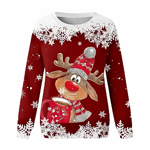 Джемпер Generisch Детский свитшот Топ Повседневный рождественский свитер для девочки с принтом, длинными рукавами, повседневный верх для ежедневной носки synthetic.ua - Фото 1