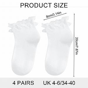 Носки с рюшами (4 пары) Черный, Белый synthetic.ua - Фото 1