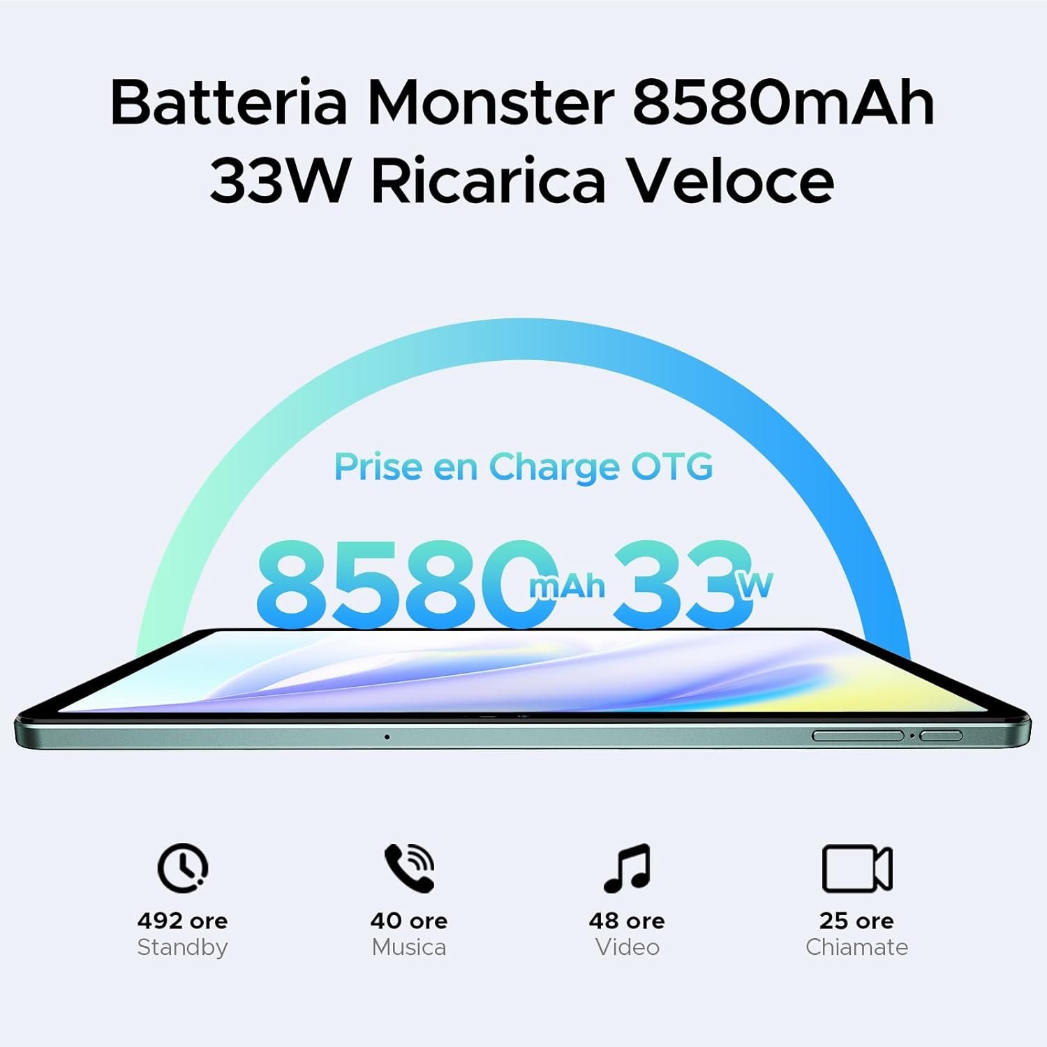 Планшет 11" 2К DOOGEE T35 8+12/256Гб 4G 2-SIM 8 ядер Android 14 8580 мАч Зеленый, фото №7