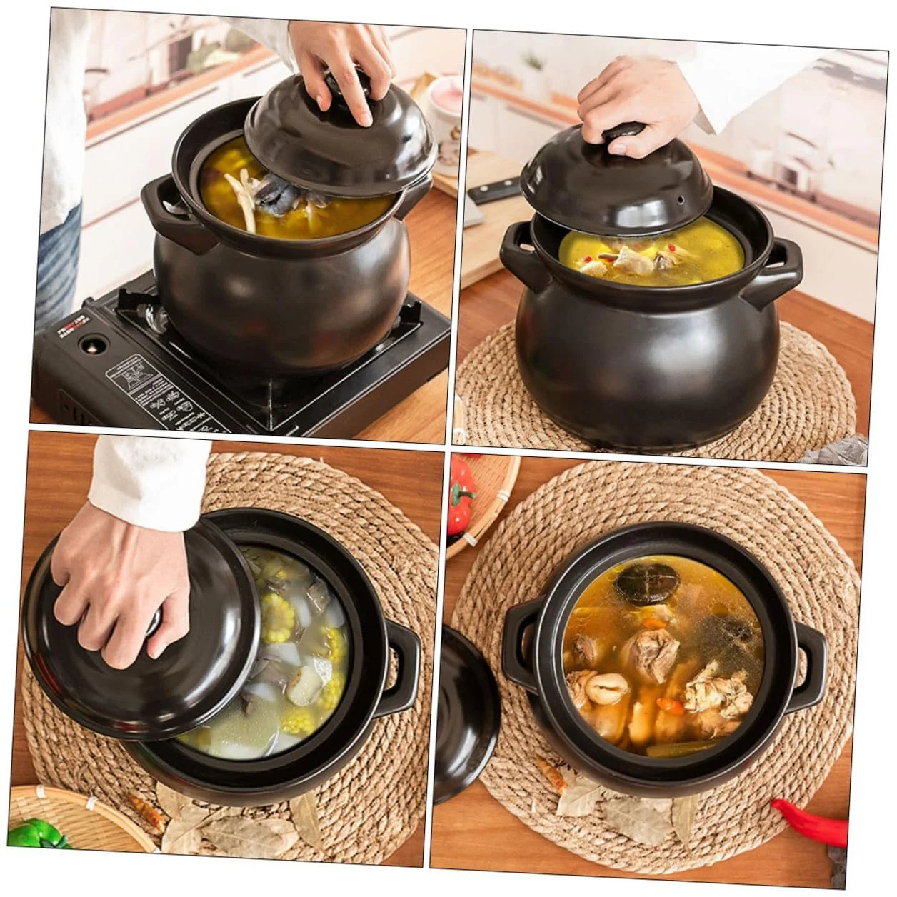 Кастрюля керамическая жаропрочная Черная, фото №3