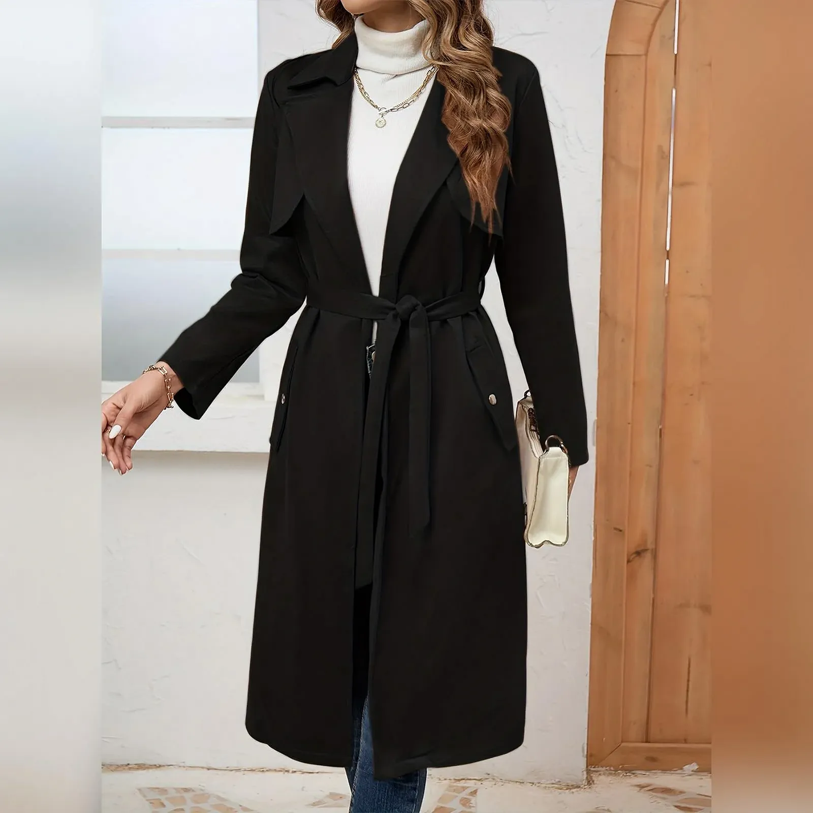 Тренч OBEEII Женский Длинный Модный, фото №3 Тренч OBEEII Женский Длинный Модный, фото №3