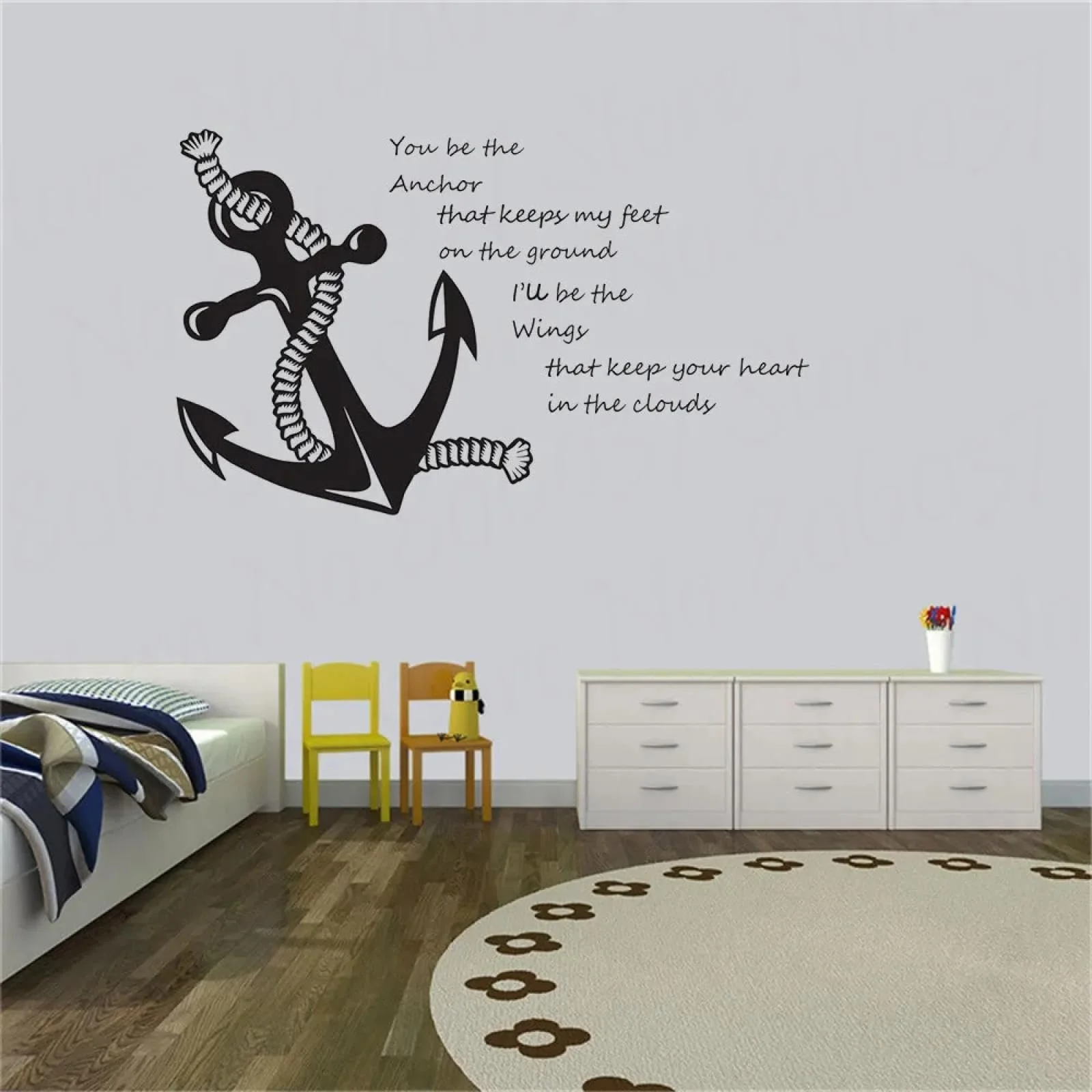 Наклейка на стіну You're My Anchor Nautical Sailing Boat Anchor Quote вінілова для спальні та вітальні, фото №2