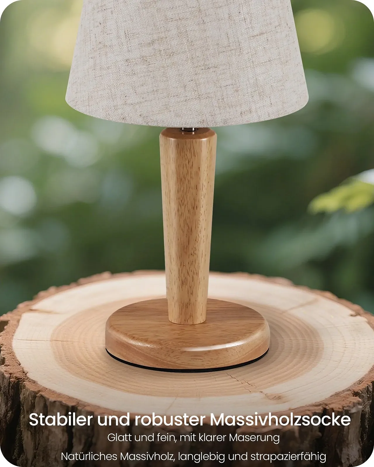 Настільна лампа ZME13TLDP205 з дерев'яною основою та лляним абажуром E27 Комплект 2 шт. Бежева, фото №4