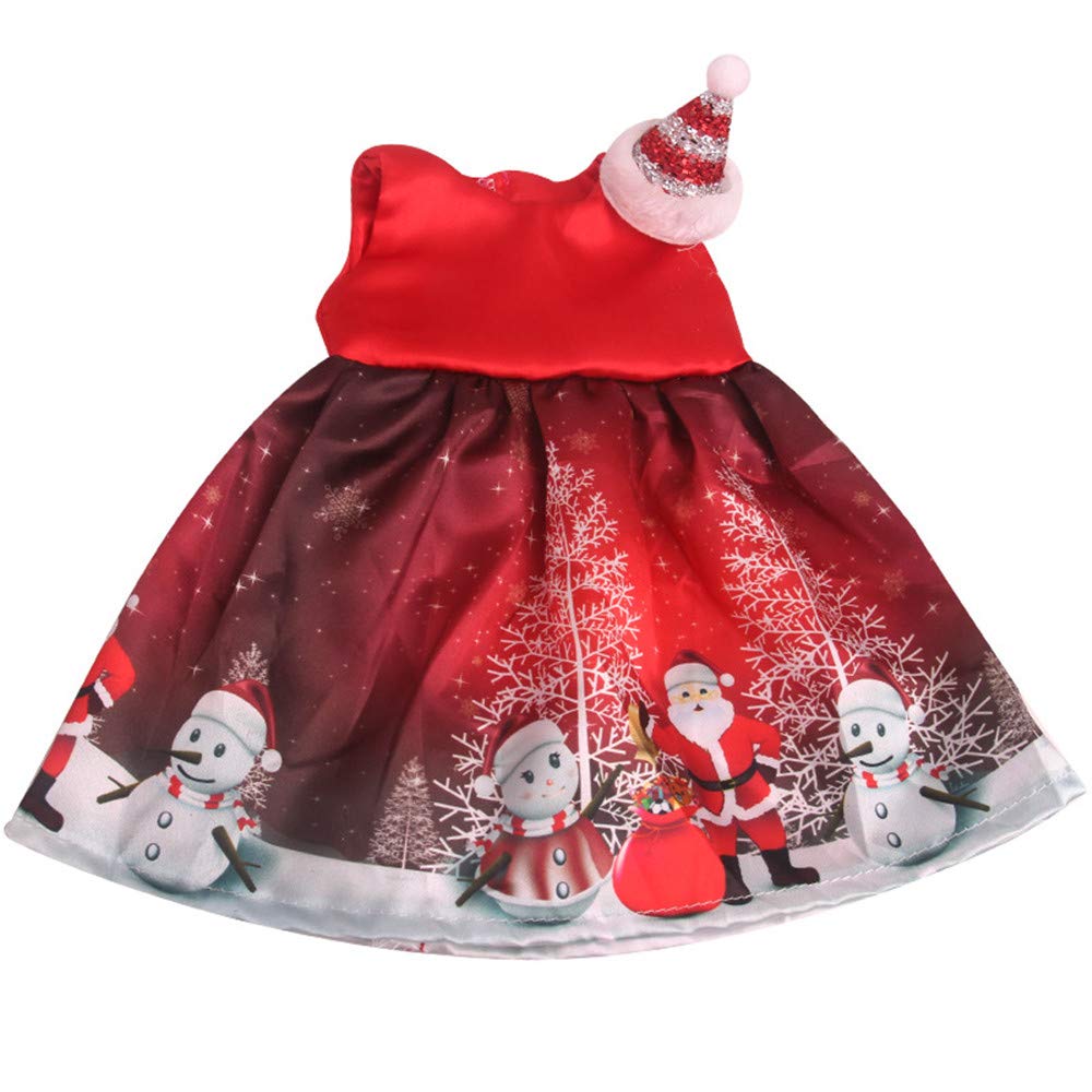 Одежда CAMICALMI Winter Christmas платье с шляпой для куклы American Girl 18 дюймов с узором Санты, фото №1