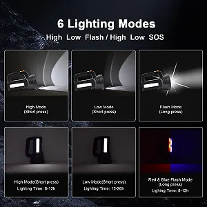 LED Фонарь ERAY 11000 лм, ручной фонарь, аккумулятор 9600 мАч, 6 режимов, IPX4 водонепроницаемый, Power Bank synthetic.ua - Фото 1