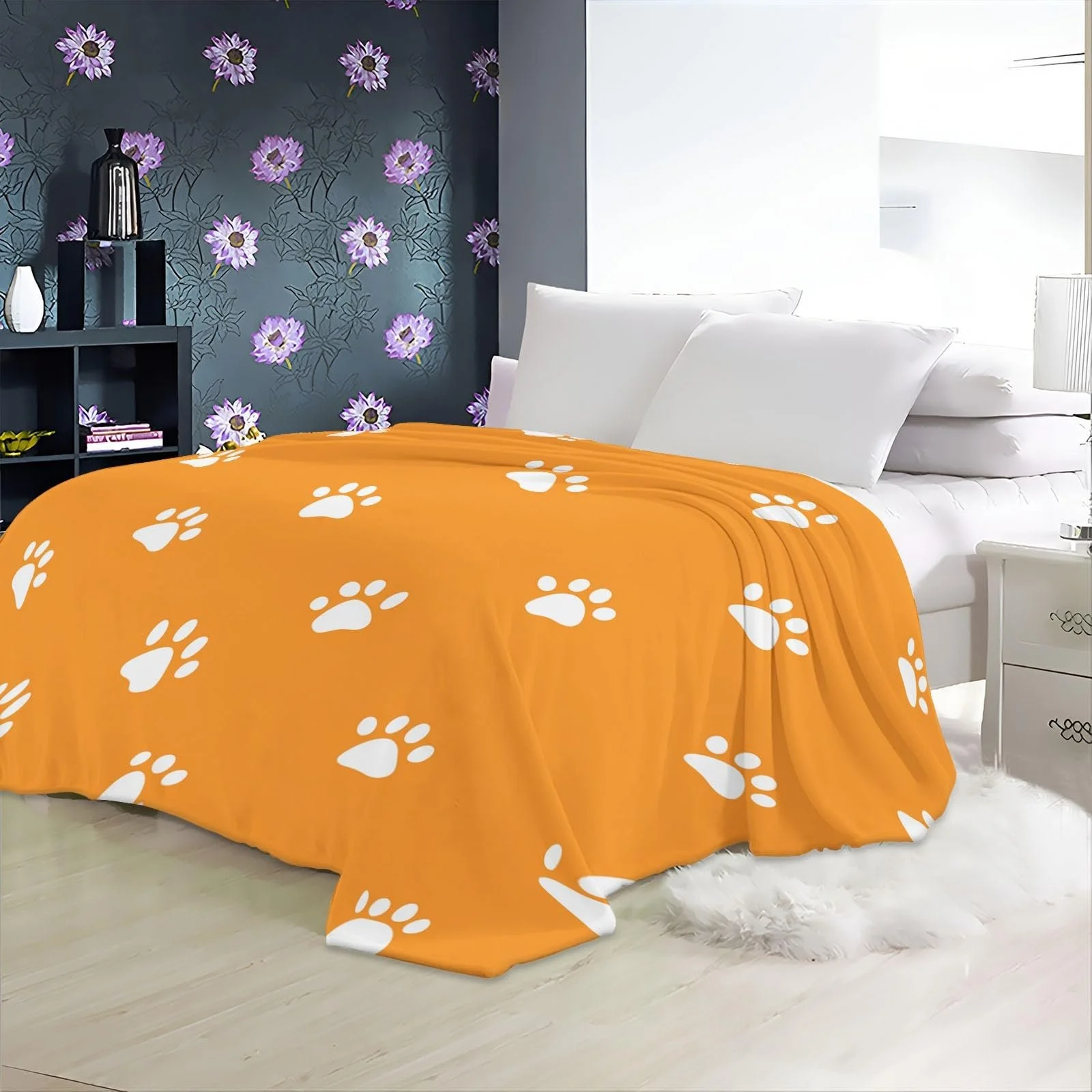 Плед Fluffy М'який, Плед з милим принтом лапки з високоякісного фланелевого матеріалу, фото №6 Плед Fluffy М'який, Плед з милим принтом лапки з високоякісного фланелевого матеріалу, фото №6