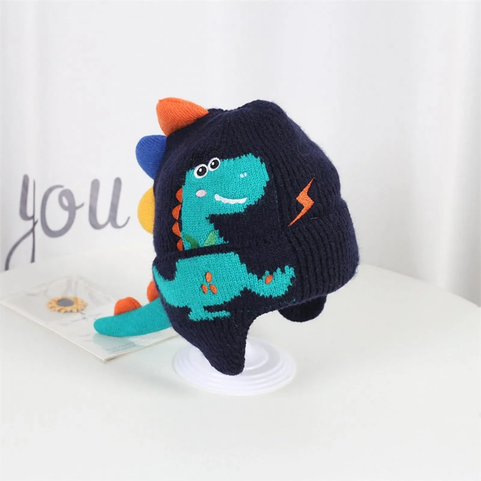 Вязана Шапка Динозавр, зимова, фото №4