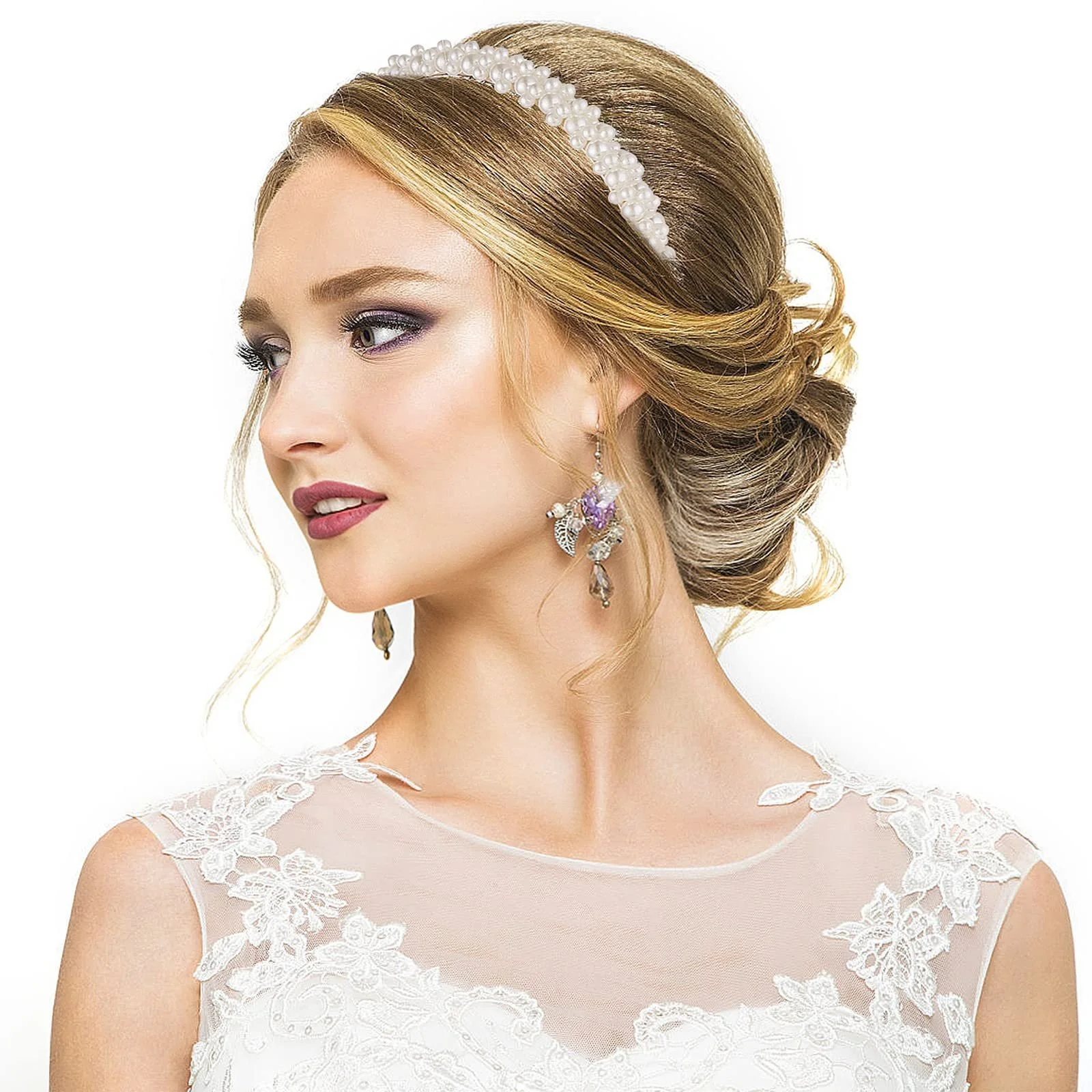 Набір з 4 перлинних обручів для волосся, фото №6