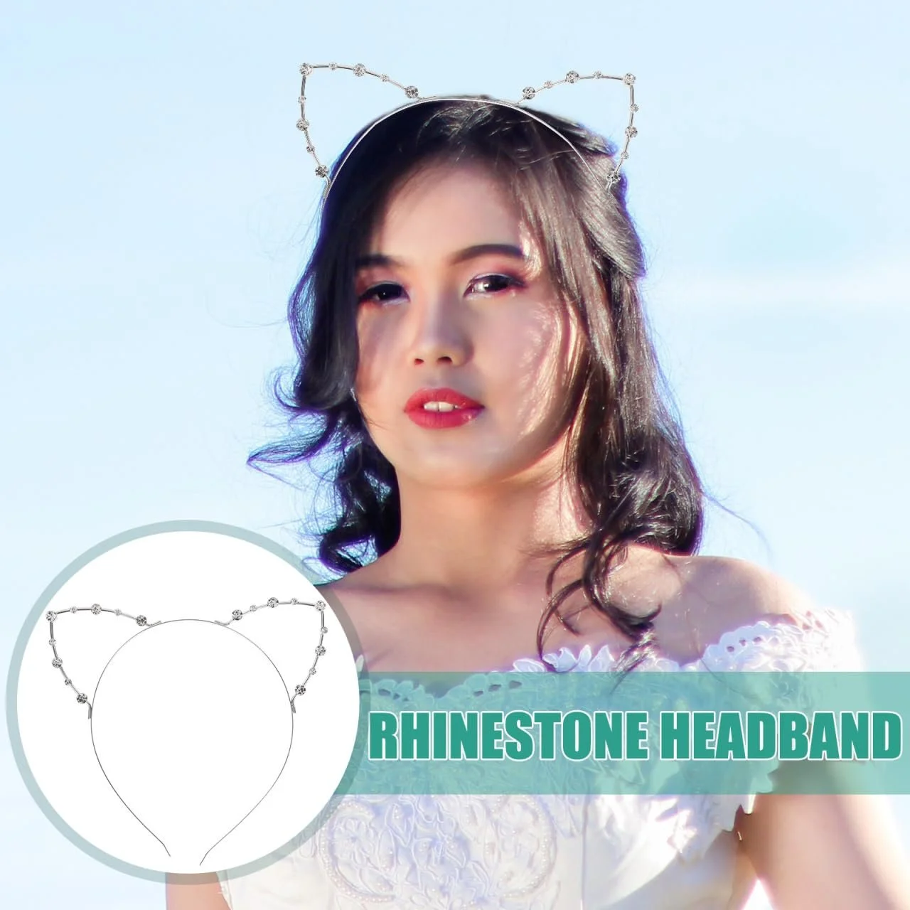 Обруч Вушка кота Rosenice зі стразами для вечірки-маскараду, Різдва, фото №5