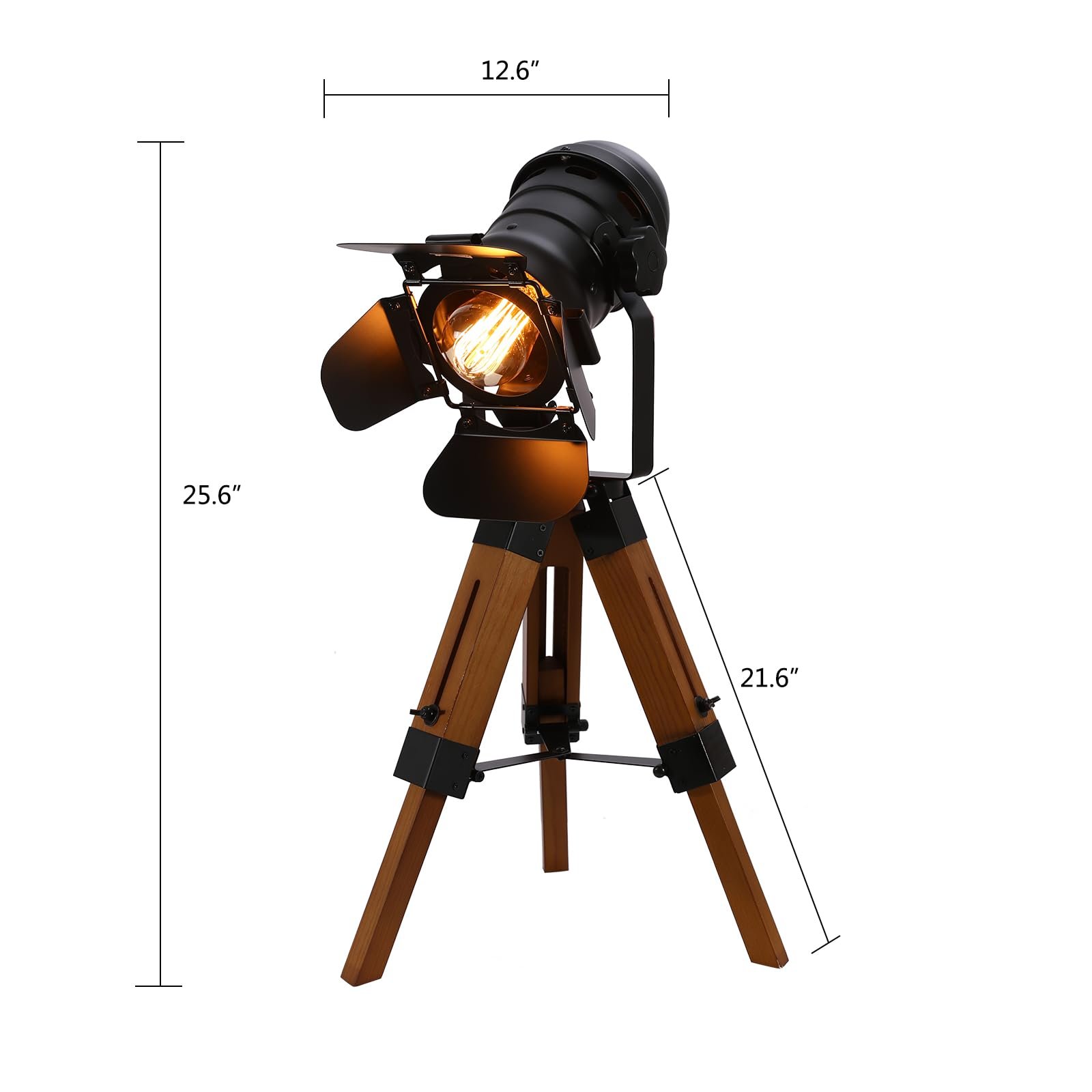 Настільна лампа Industrial Metal Wood Tripod 65 x 32 см Чорний, фото №4