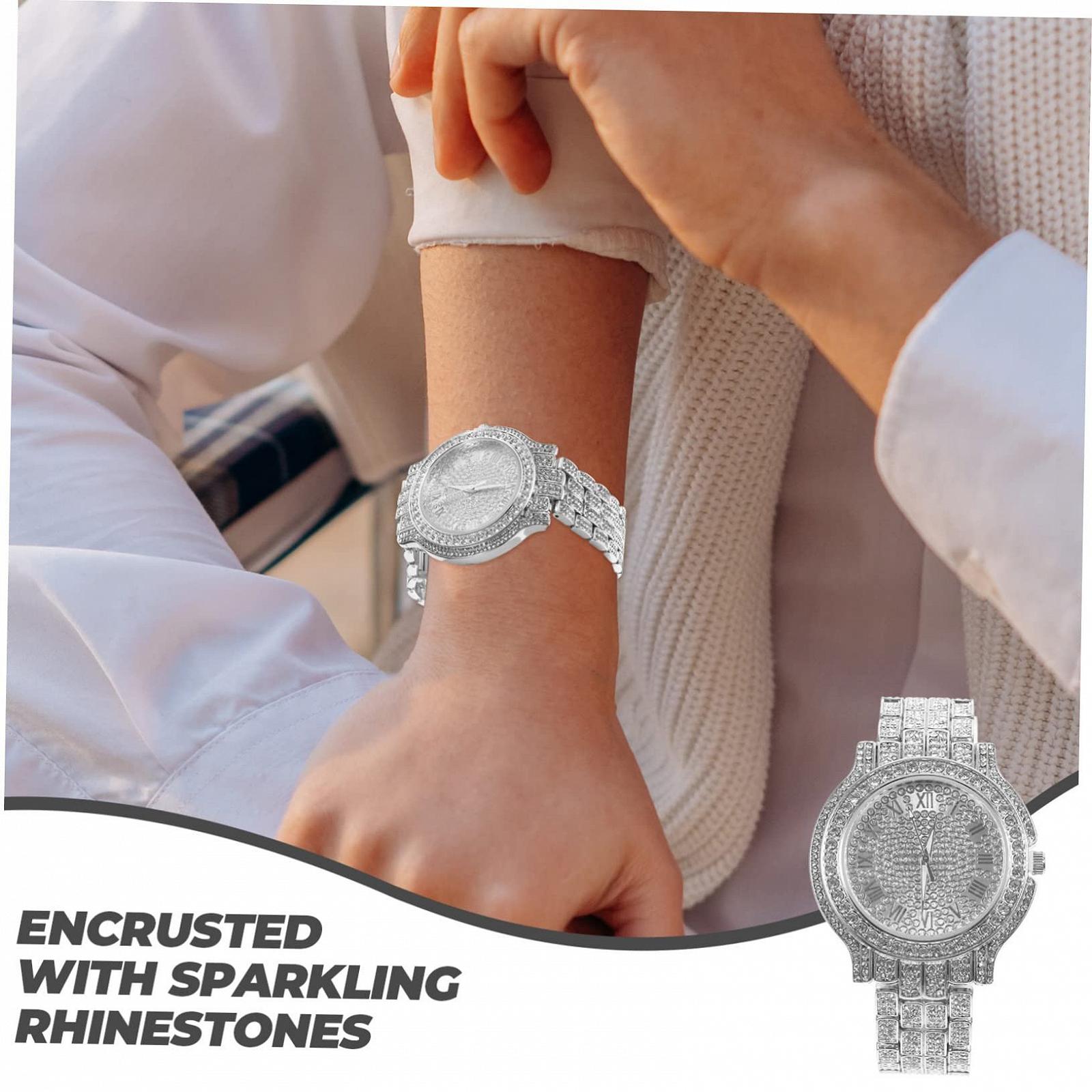 Цифровий годинник LIFKOME з стразами Жіночий годинник Золотий, фото №3