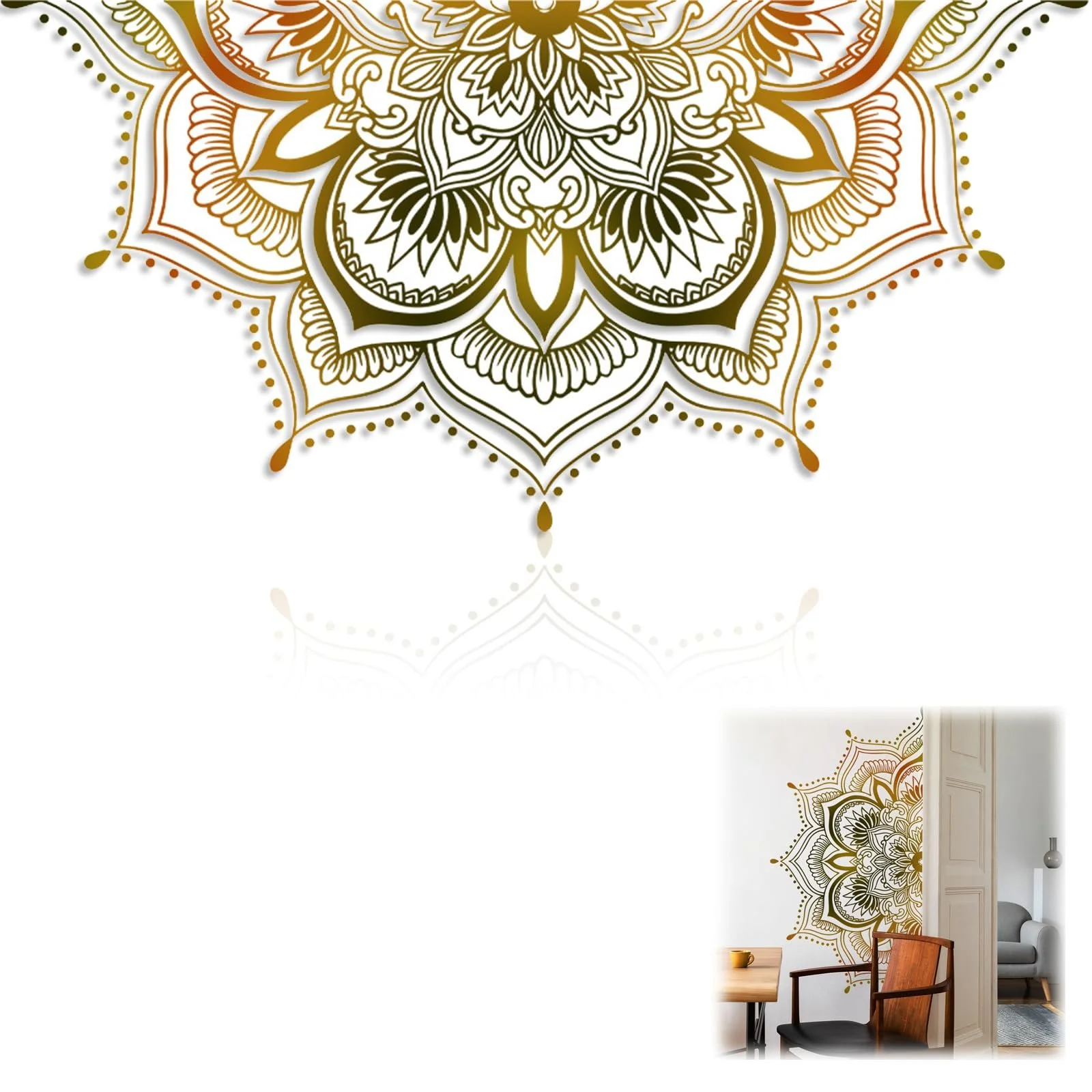 Наклейка на стіну Mandala Flowers Самоклеюча Золота, фото №1 Наклейка на стіну Mandala Flowers Самоклеюча Золота, фото №1