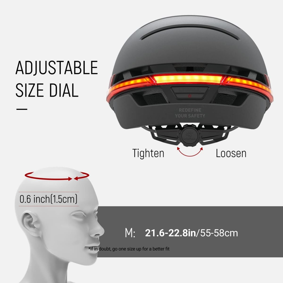 Шолом LIVALL BH51T Smart, велосипедний шолом зі світлодіодними передніми та задніми ліхтарями, покажчиками повороту, стоп-сигналами, фото №6