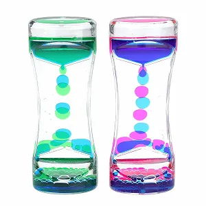 Рідкий пісочний годинник Liquid Motion Timer Набір 2 шт. Акриловий 13.5 см Синьо-рожевий та Синьо-зелений - Фото 1