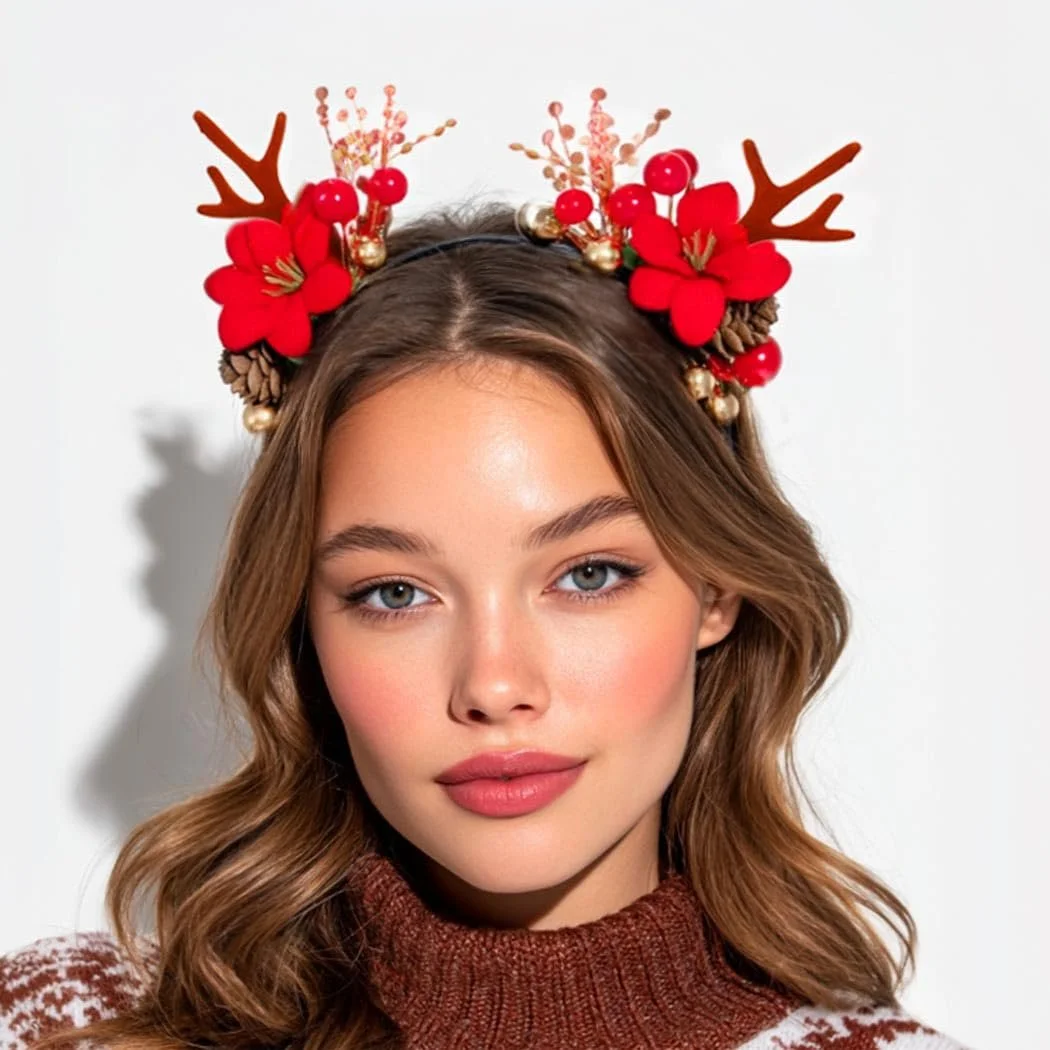 Обруч Рождественский Олень Рожки, фото №3 Обруч Рождественский Олень Рожки, фото №3