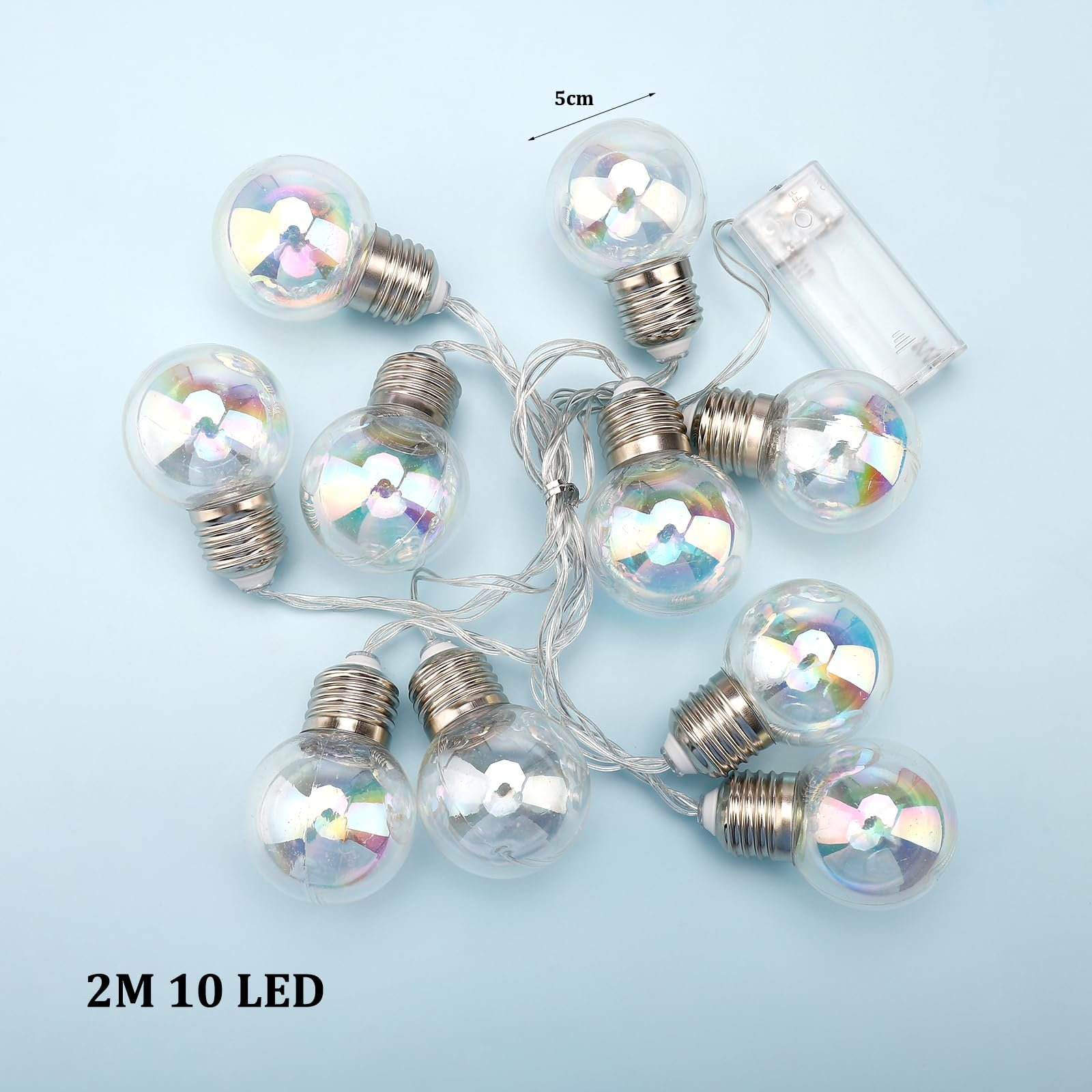 Гірлянда LED ENLACE казкові вогні 2 метри, 10 лампочок, живлення від батарейок, теплий білий, декоративні кульки, фото №2