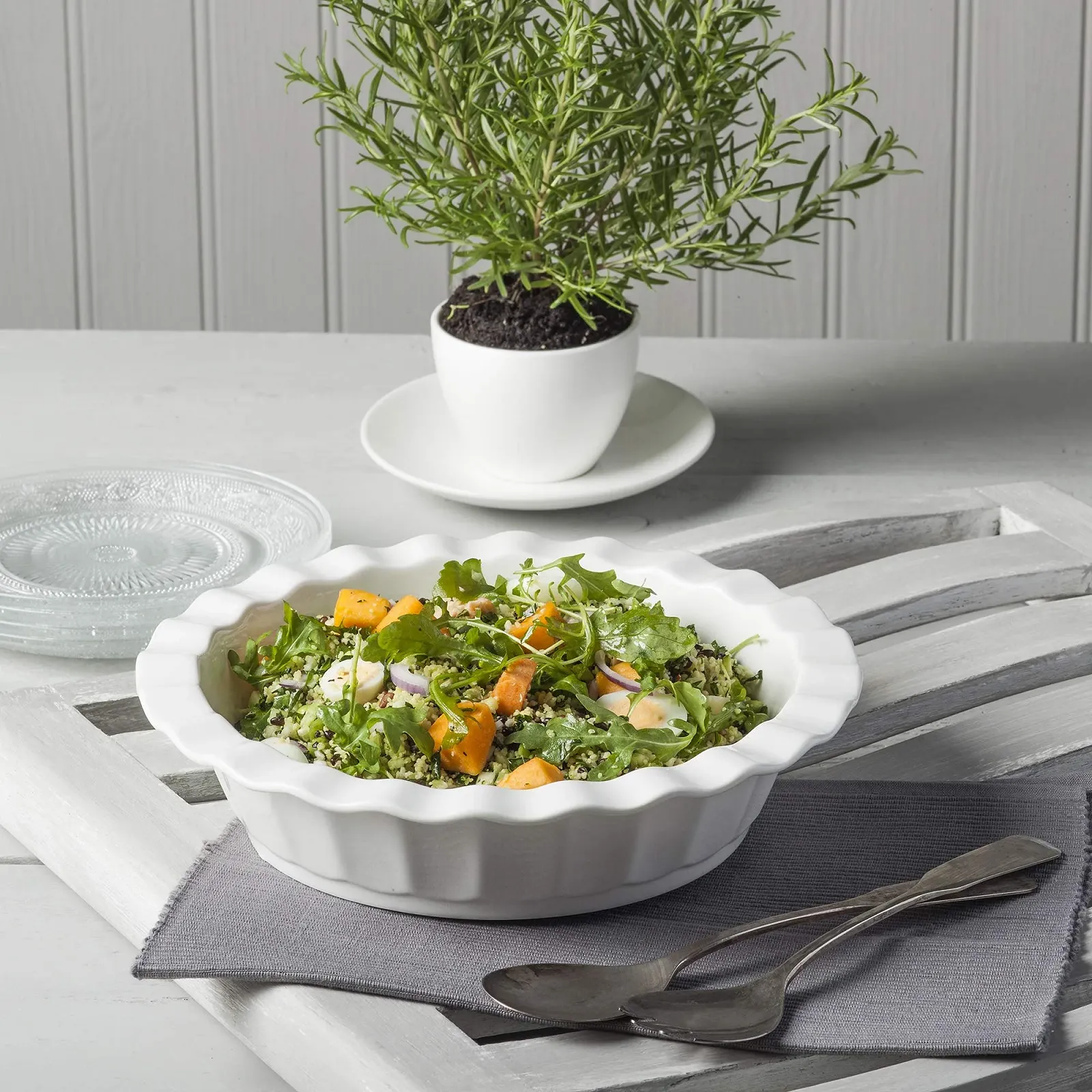 Форма для пирога WM Bartleet & Sons 1750 T453 глубокая с гофрированным краем Белая, фото №4