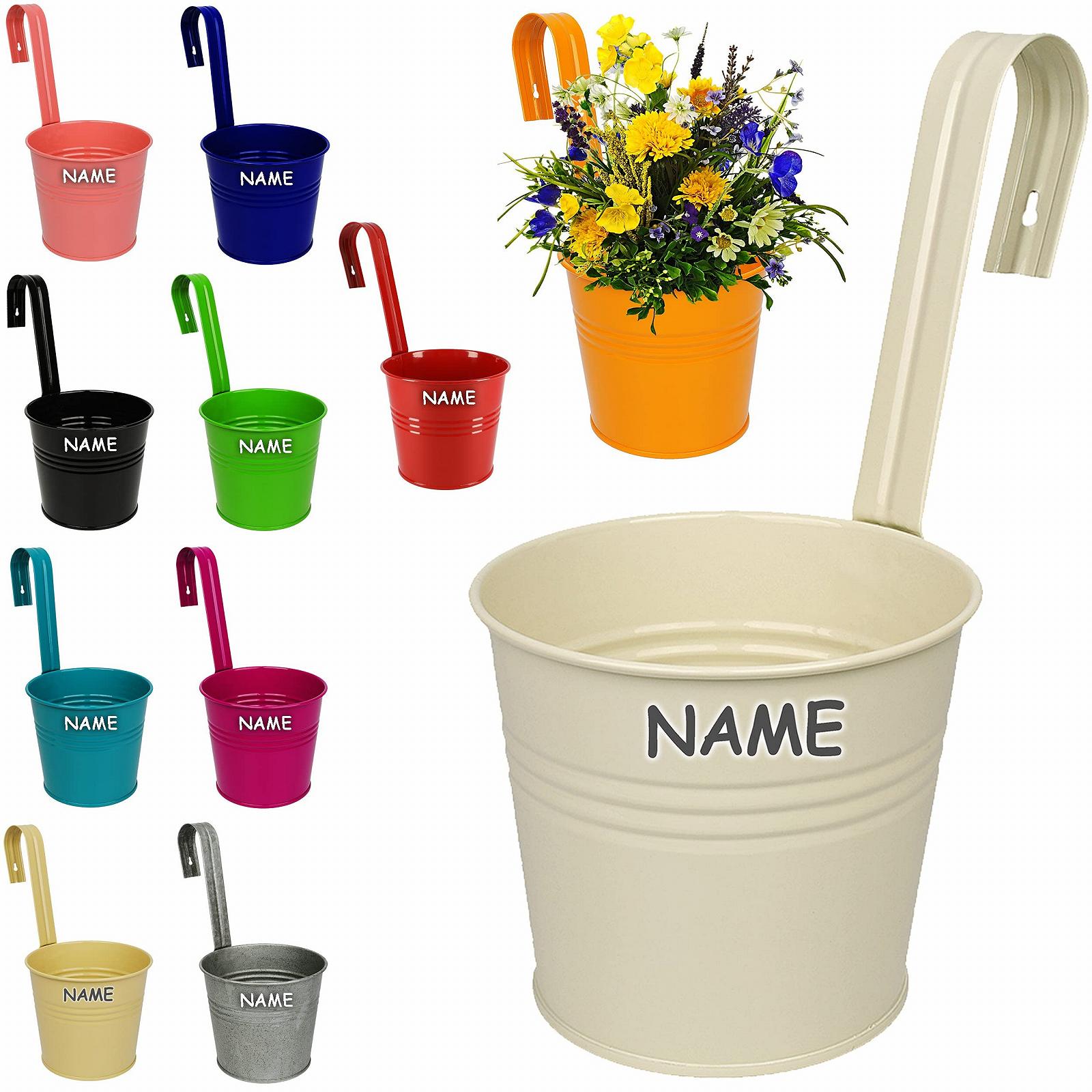 Підвісний квітковий горщик Метал 17 см з гачком та тримачем різнокольоровий мікс, фото №5