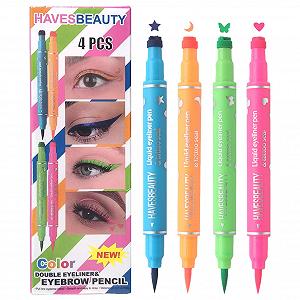Штамп для подводки Eyeliner-Stift Eyeliner-Stempel 4-Цветный Двухголовый - Фото 1