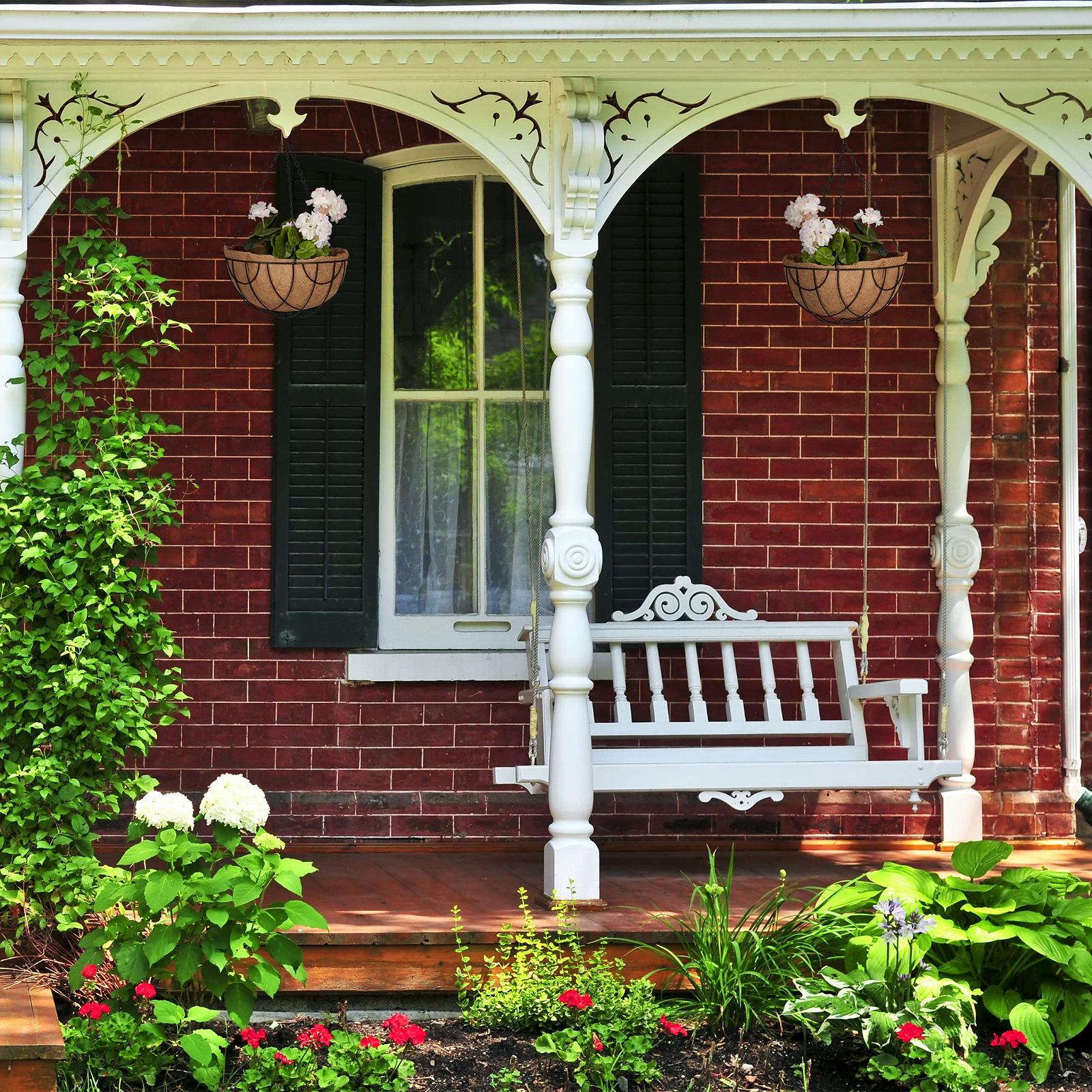 Кошики підвісні Relaxdays з кокосовим волокном та металевим каркасом 50х31 cm набір 3 шт Brown/Black, фото №5