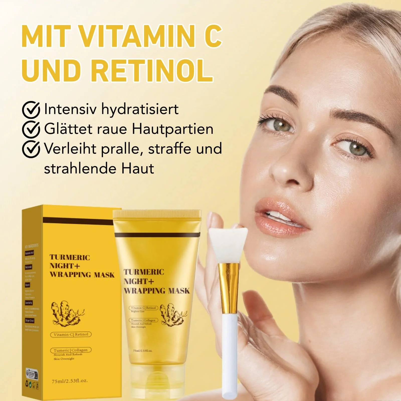 Маска Turmeric Нічна Обгортаюча Змивна, Колагенова, фото №2