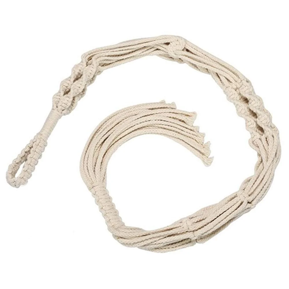 Подвесное кашпо макраме Boho из хлопковой веревки 65 см Бежевый, фото №5