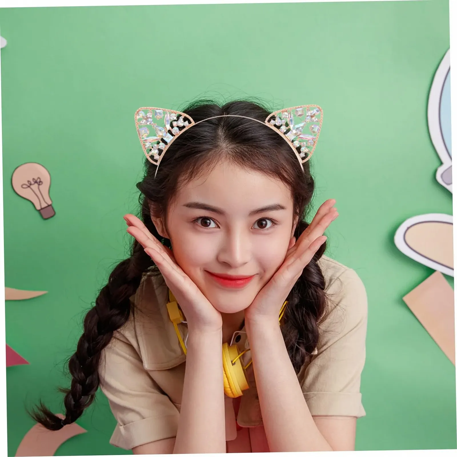 Обруч Вушка кота Garneck з блискітками, фото №7