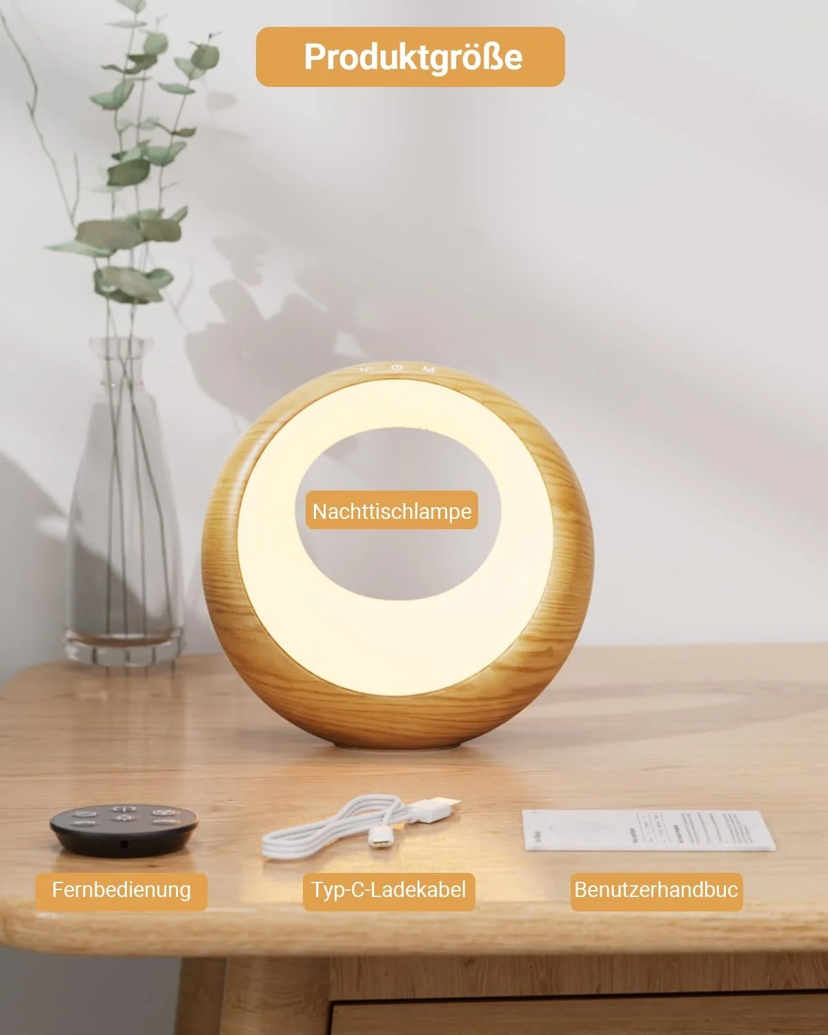 Приліжкова лампа Сенсорна Регульована яскравість Акумуляторна RGB 9 режимів Таймер Функція пам'яті З пультом ДК, фото №7