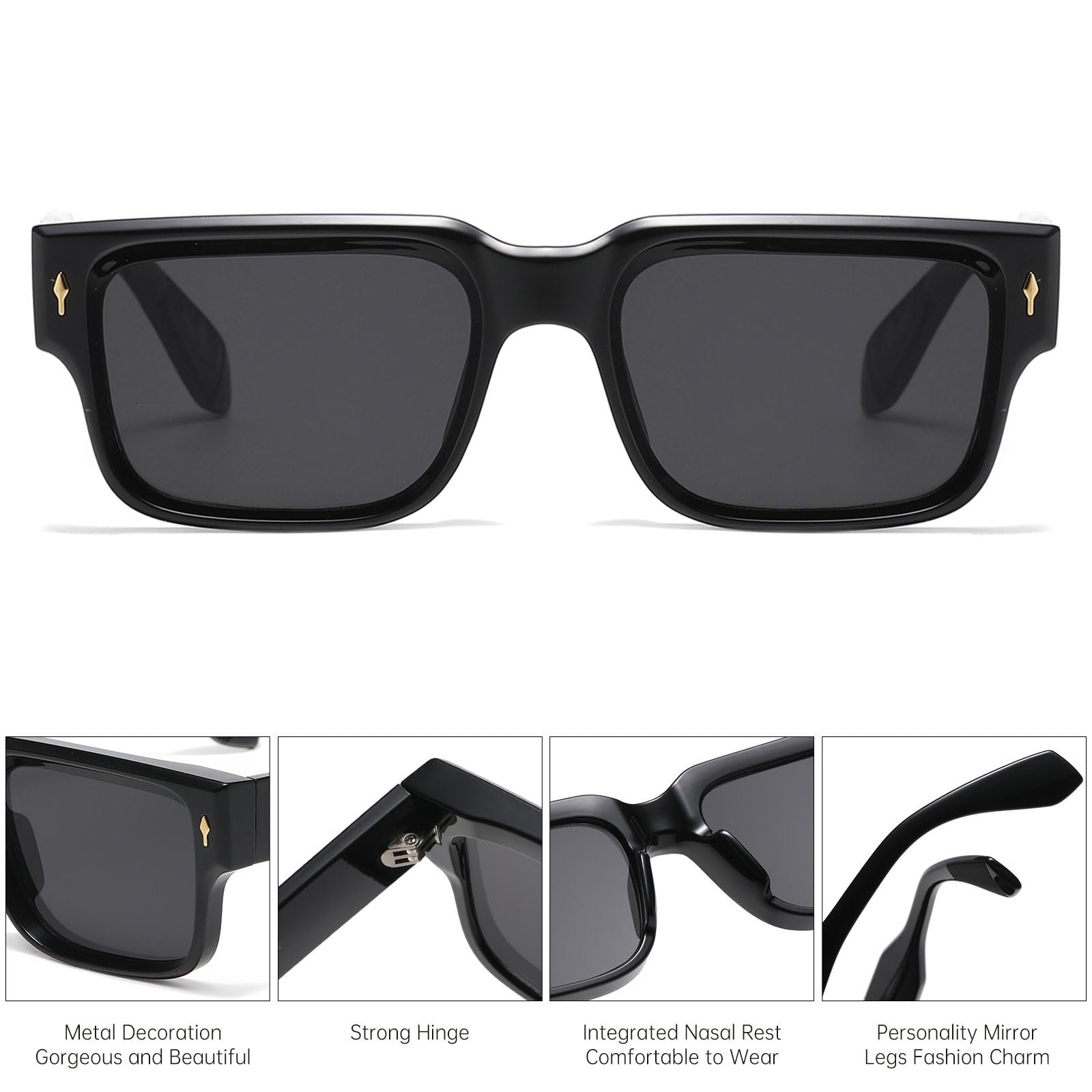 Сонцезахисні окуляри Прямокутні Ретро Long Keeper Товста оправа Квадратна, фото №4 Сонцезахисні окуляри Прямокутні Ретро Long Keeper Товста оправа Квадратна, фото №4