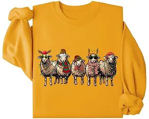 Рождественский свитшот Santa Long Sleeve Shirt Funny Gift for Sheep Lovers - Фото 1