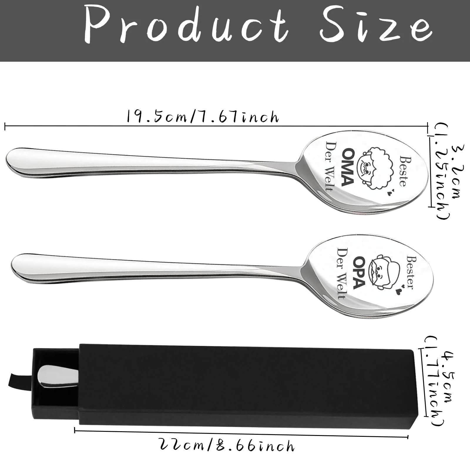 Ложка для кави з гравіюванням Найкращим бабусі і дідусю з нержавіючої сталі, фото №2