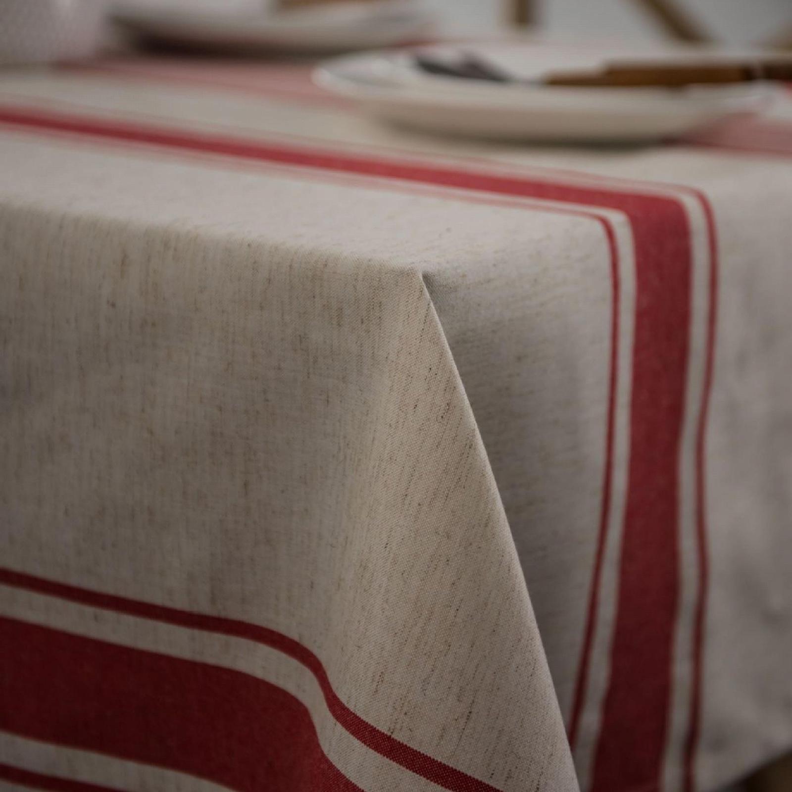 Скатертина Vintage French Red Striped бавовняна 56 x 71 дюйм Red, фото №5
