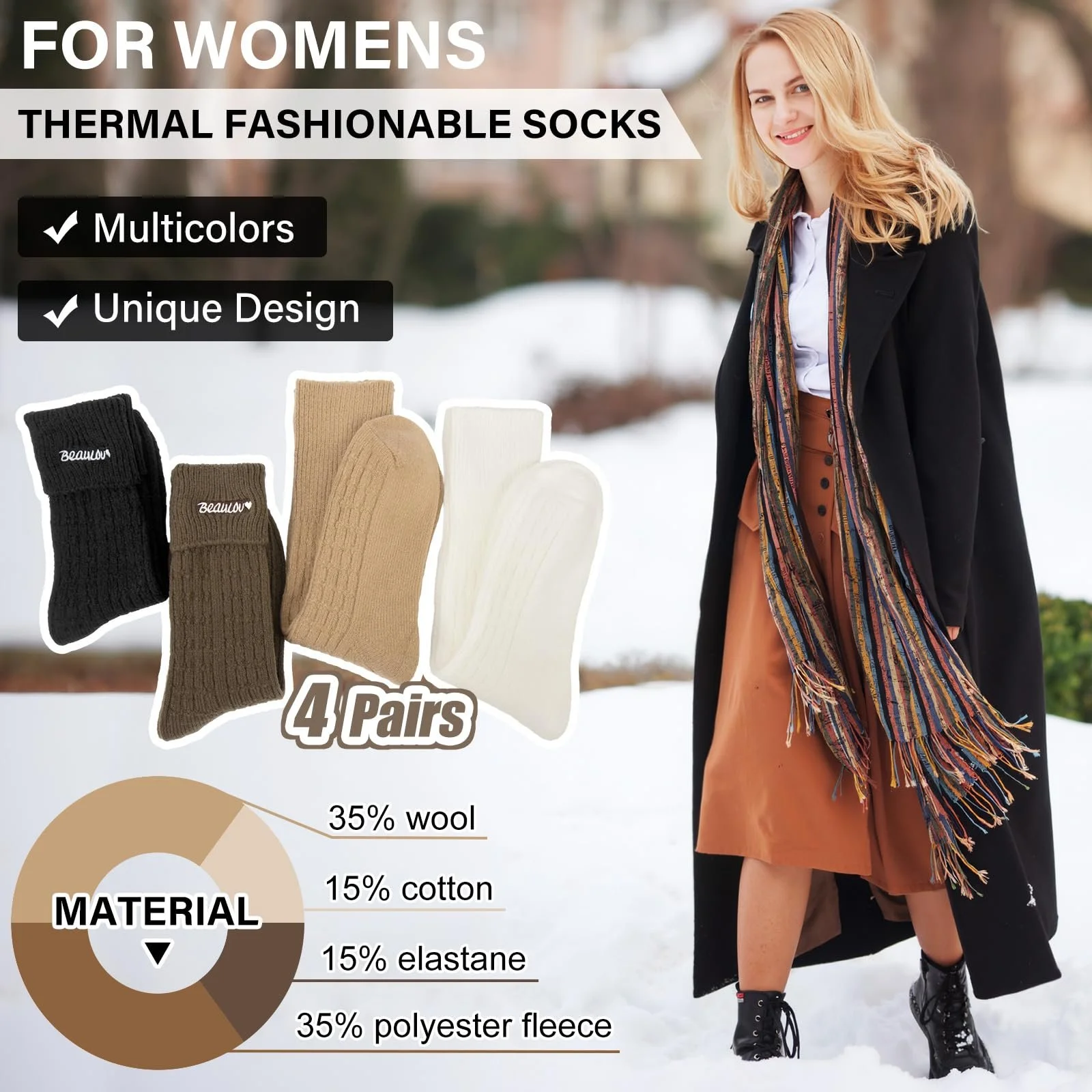 Теплі шкарпетки Жіночі зимові термошкарпетки, фото №4