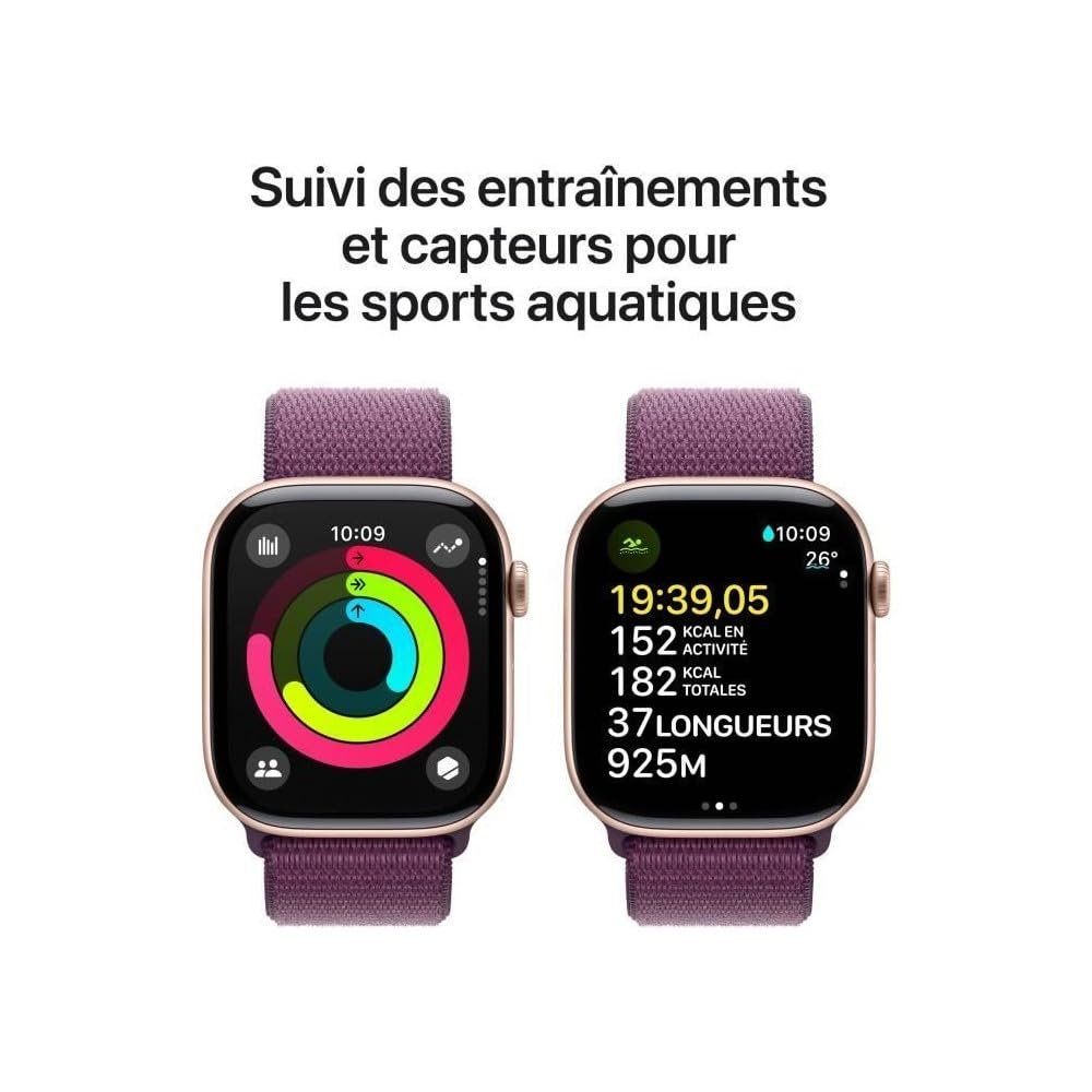 Смарт-годинник Apple Series 10 (GPS 46 мм) Алюмінієвий корпус Рожеве золото та Спортивний ремінець Слива, фото №4
