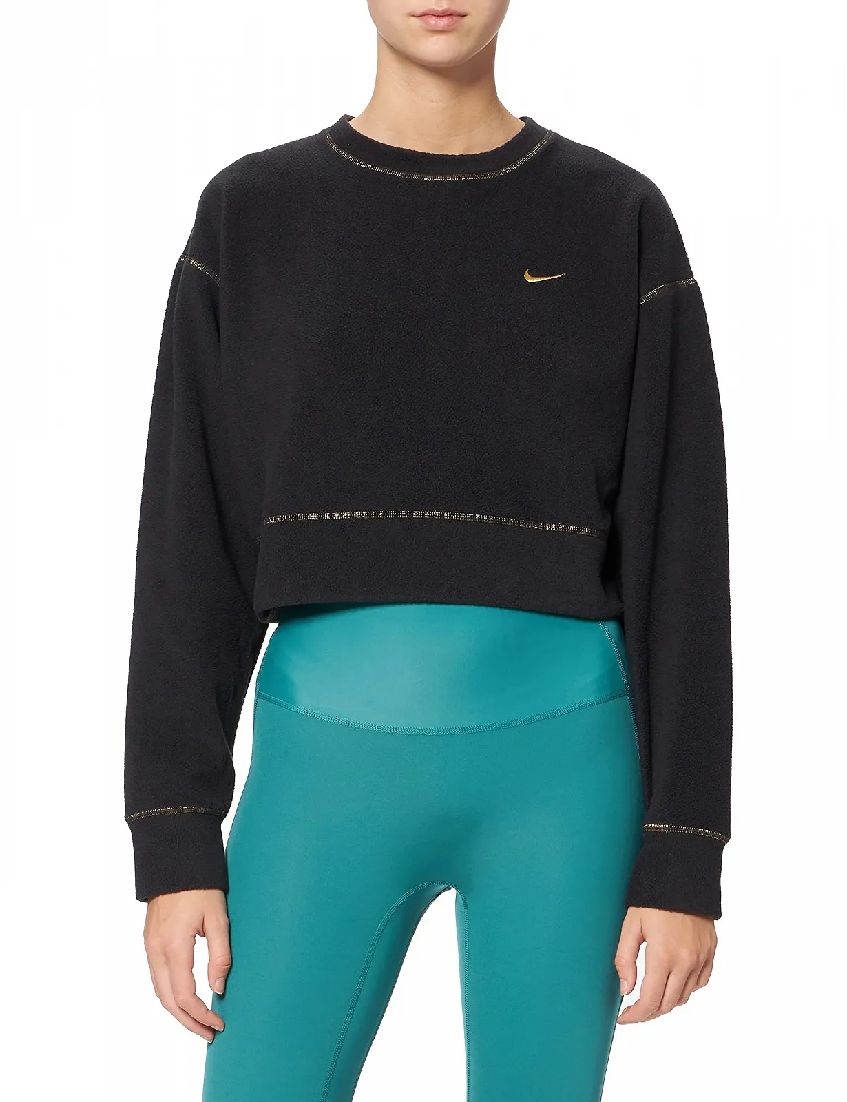 Толстовка Nike W NK ICNCLSH FLC THRMA TOP GD Черный/Золотистый металлик, фото №1
