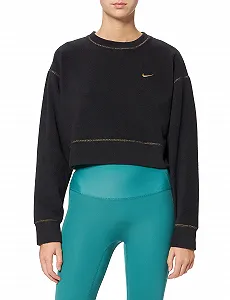 Толстовка Nike W NK ICNCLSH FLC THRMA TOP GD Черный/Золотистый металлик - Фото 1