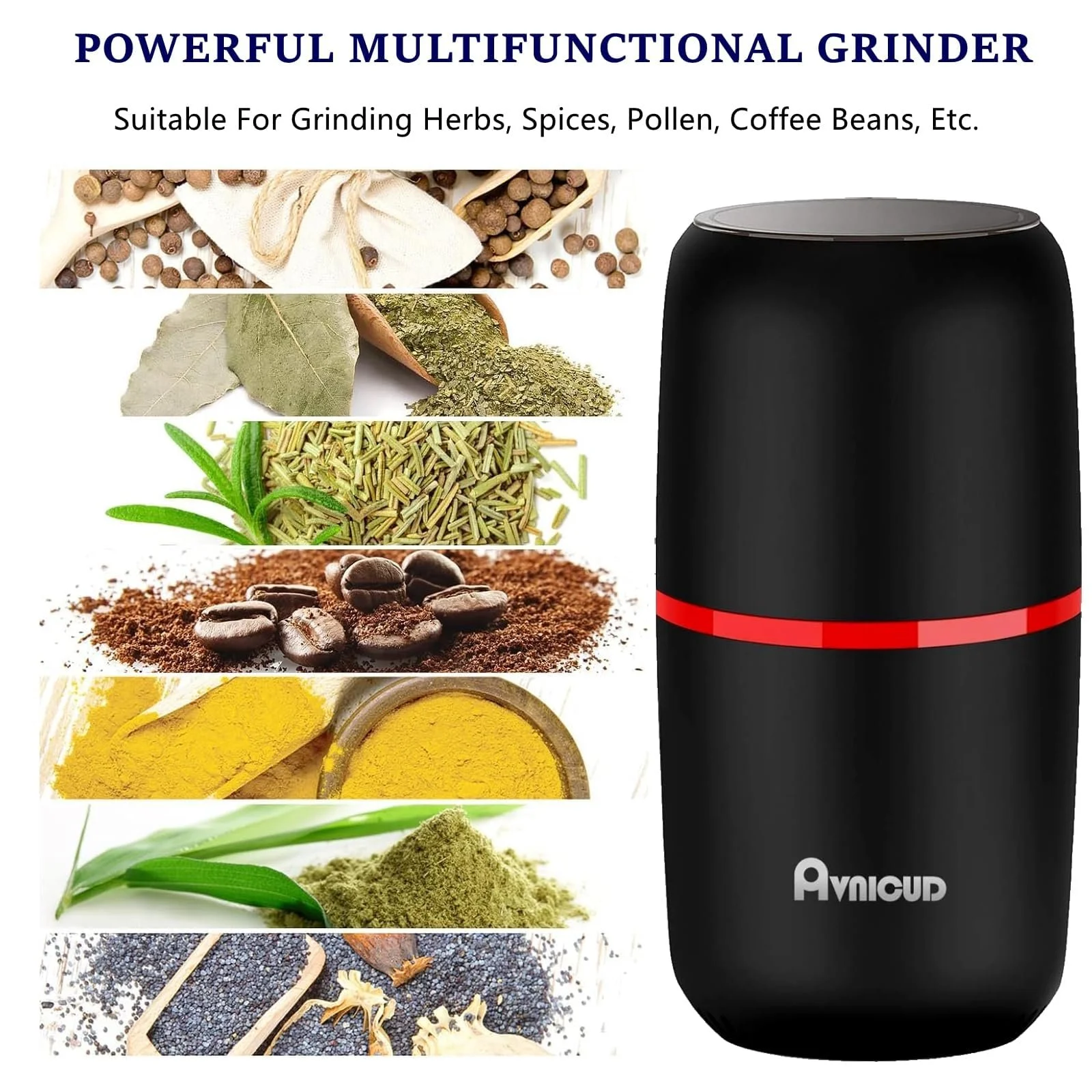 Кавомолка WAVATA 120 г, електрична млинниця для спецій, горіхів, зерна, перцю, 150 Вт, з щіткою, чорна, фото №5 Кавомолка WAVATA 120 г, електрична млинниця для спецій, горіхів, зерна, перцю, 150 Вт, з щіткою, чорна, фото №5