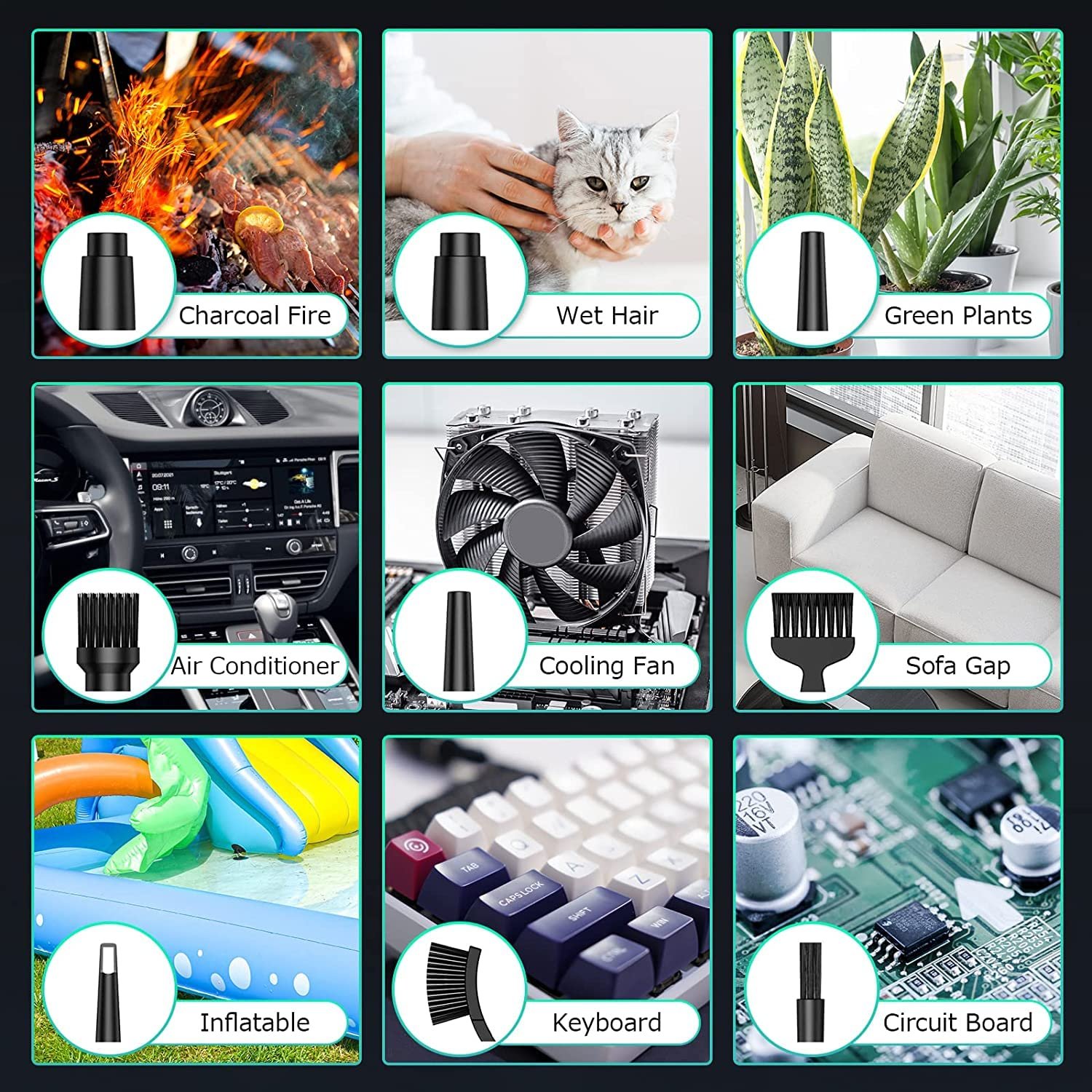 Аккумуляторный воздуходувка VANBAR 3-Speed 110 000 RPM 7600 mAh LED USB Quick Charge, фото №2