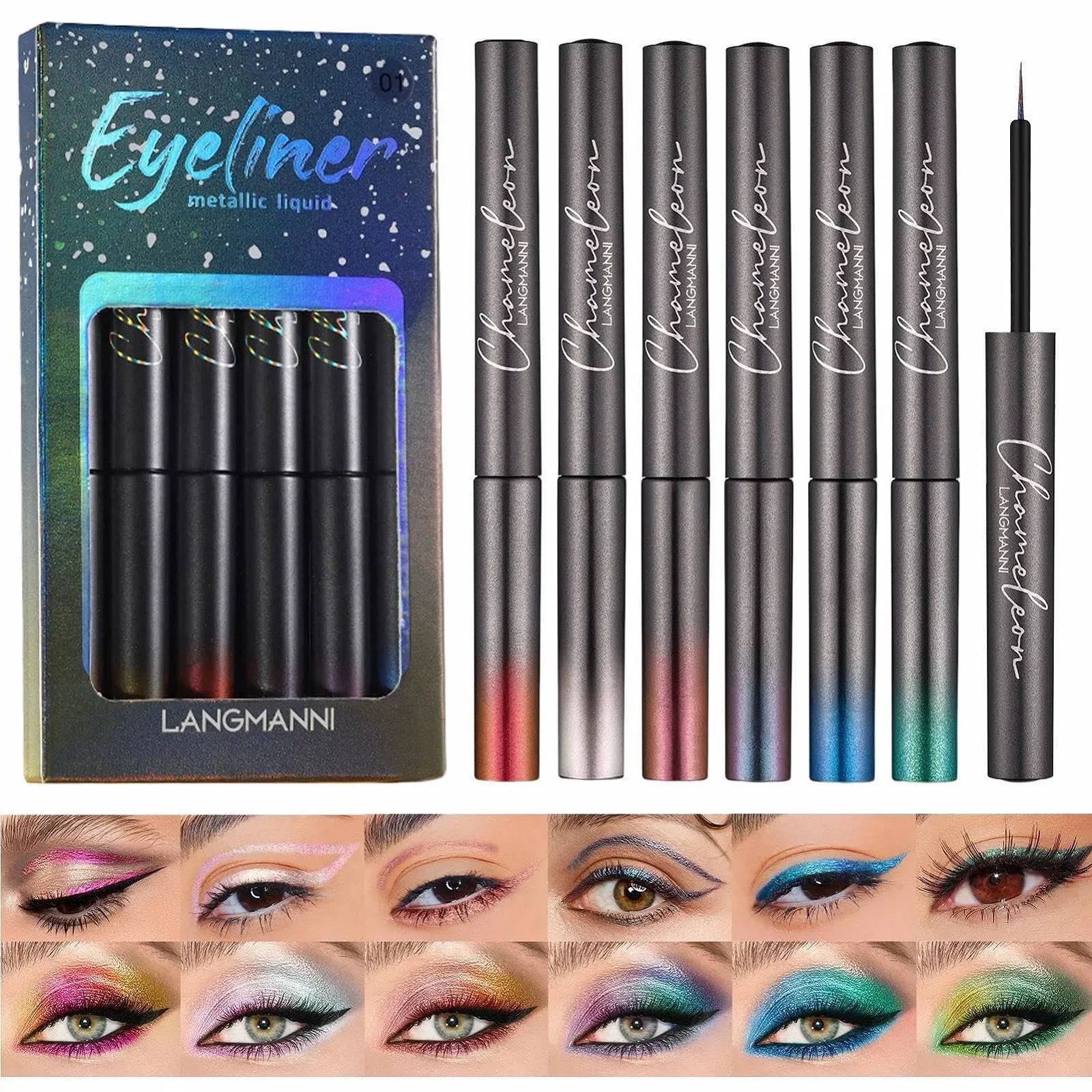 Підводка Aibyks Funkelnder, блискуча, водостійка, довготривала, набір, фото №1