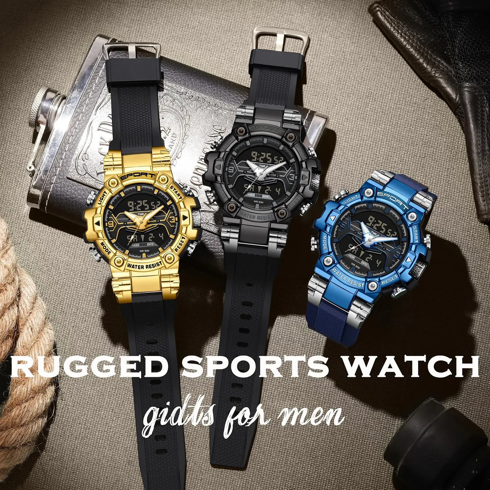 Спортивные Часы Findtime Мужские Военные Цифровые Водонепроницаемые Прочные с LED Подсветкой, Будильником, Секундомером, фото №6