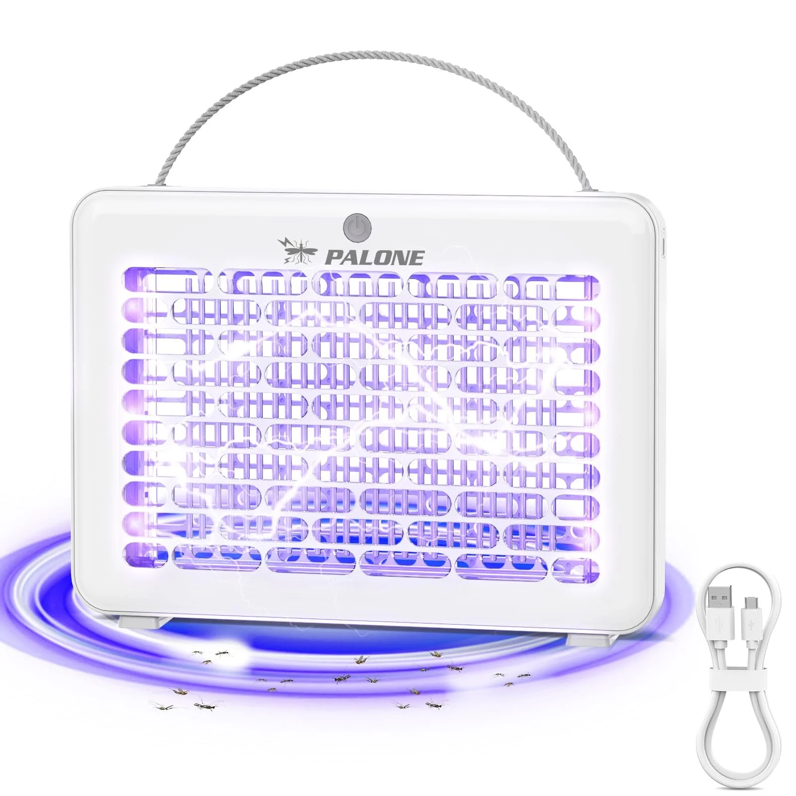 Знищувач комах електричний PALONE 4000 V USB 1200 mAh з 6 УФ-світлодіодами підвісний, фото №1