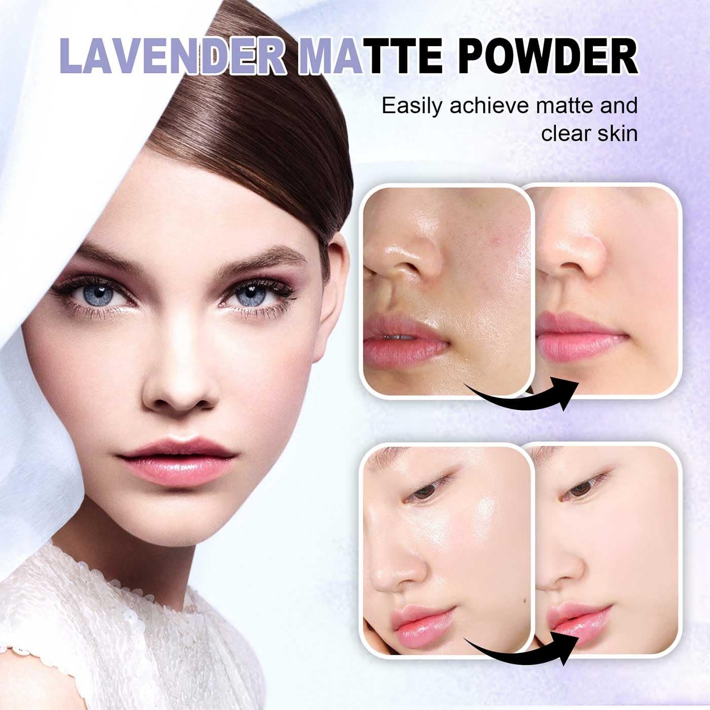 Пудра матовая Lavender, 2 шт. Матирующая, для контроля жирности лица, с мини-пуховкой, для стойкого макияжа, фото №7