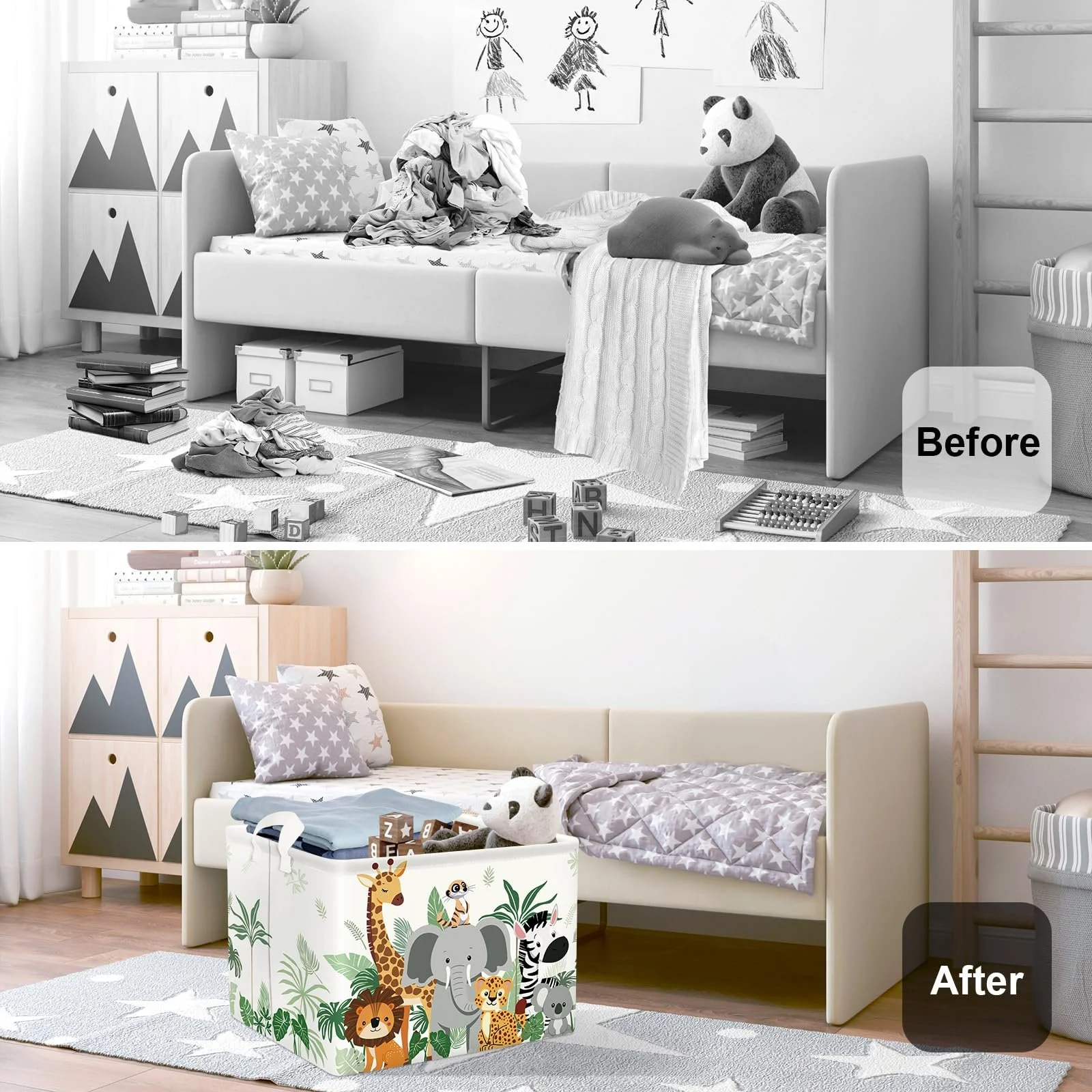 Корзина для игрушек HUUMONSS Tropical Animals для детей, складная, для мальчиков и девочек, 36 л, фото №2 Корзина для игрушек HUUMONSS Tropical Animals для детей, складная, для мальчиков и девочек, 36 л, фото №2