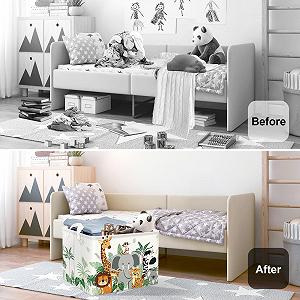 Корзина для игрушек HUUMONSS Tropical Animals для детей, складная, для мальчиков и девочек, 36 л synthetic.ua - Фото 1